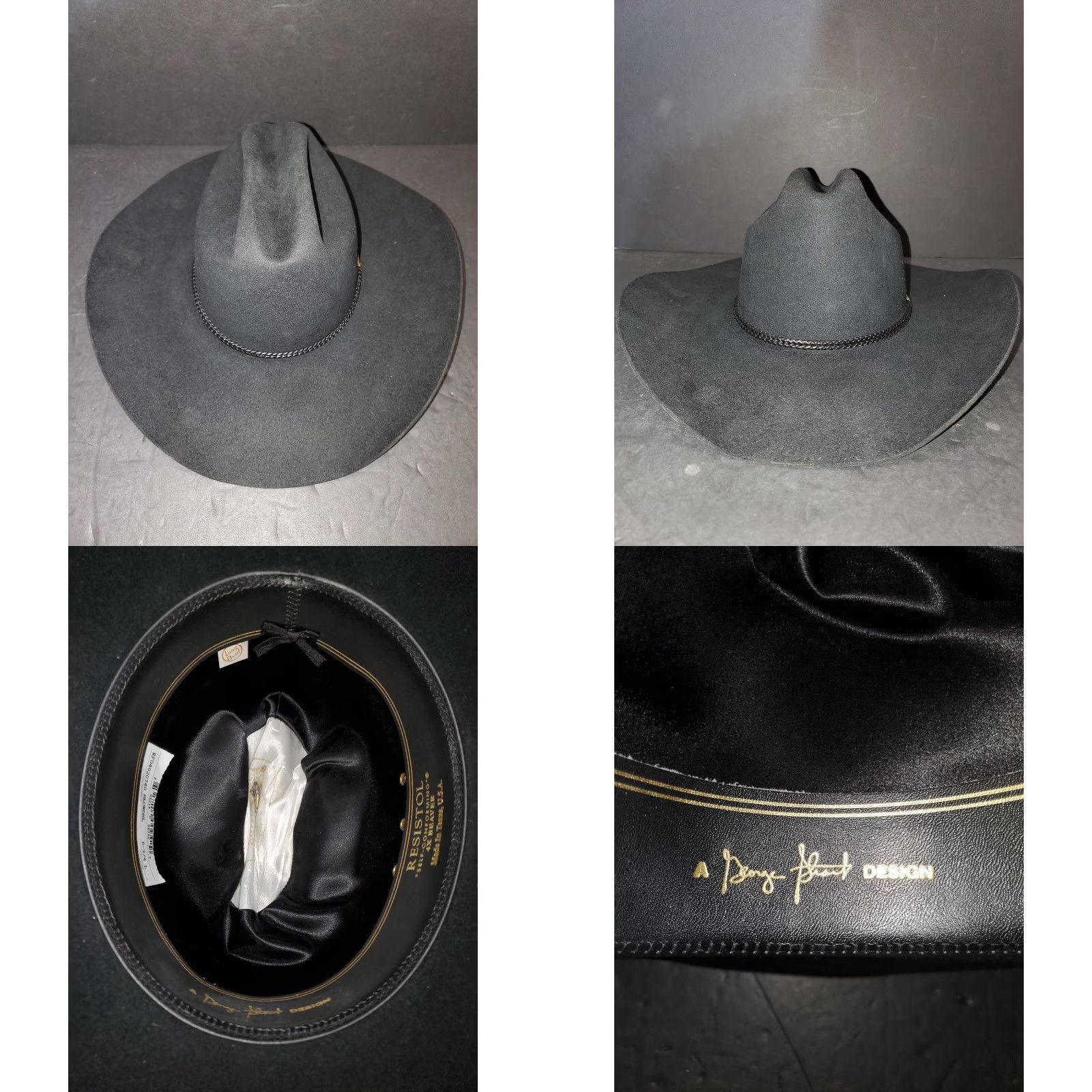 George VINTAGE Resistol George Strait Design 4X Beaver Felt Cowboy Hat Sz 6 3/4 Black Mens Cowboy Hat Size ONE SIZE - 8 Thumbnail