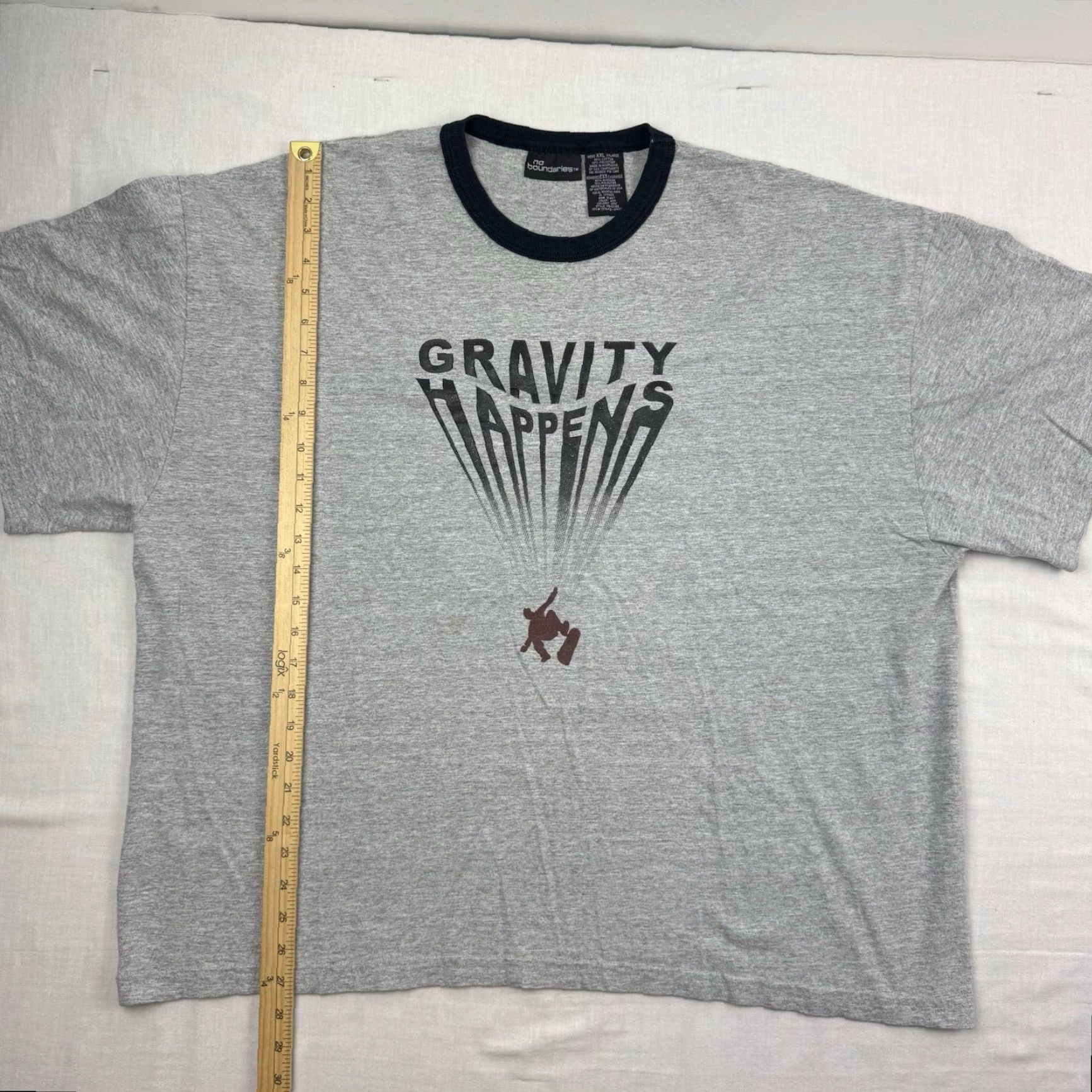 Vintage Vintage No Boundaries Ringer T Shirt Adult 2XL Snowboarding Gravity Happens Y2K Size US XXL / EU 58 / 5 - 7 Thumbnail