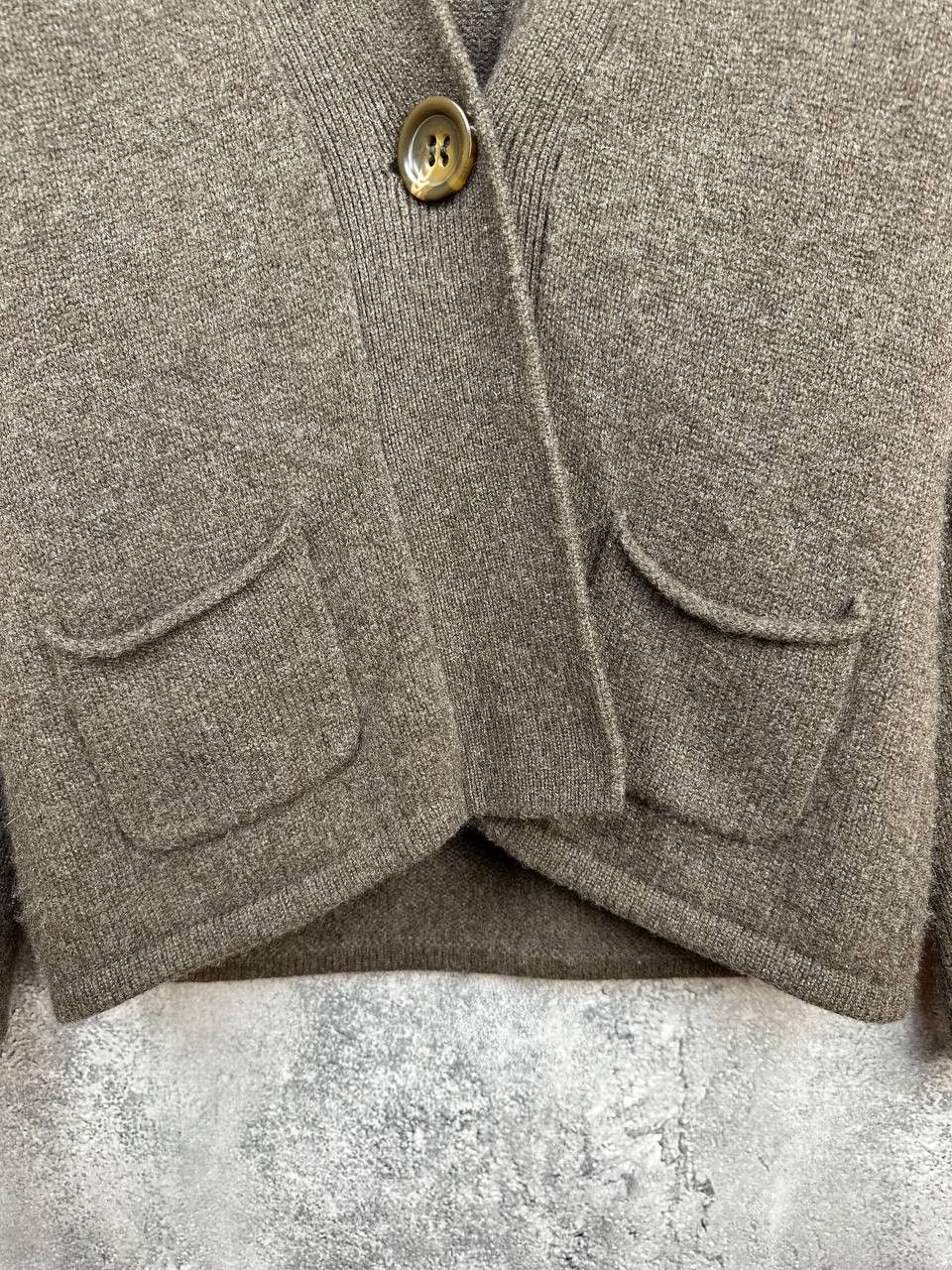 Other Cashmere Polo Club V-Neck Cardigan 100% Cashmere Taupe Size L / US 10 / IT 46 - 7 Thumbnail