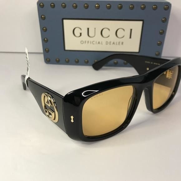 Gucci New Authentic Unisex GG1251S 001 Black/Yellow lenses Oversiz Size ONE SIZE - 3 Thumbnail