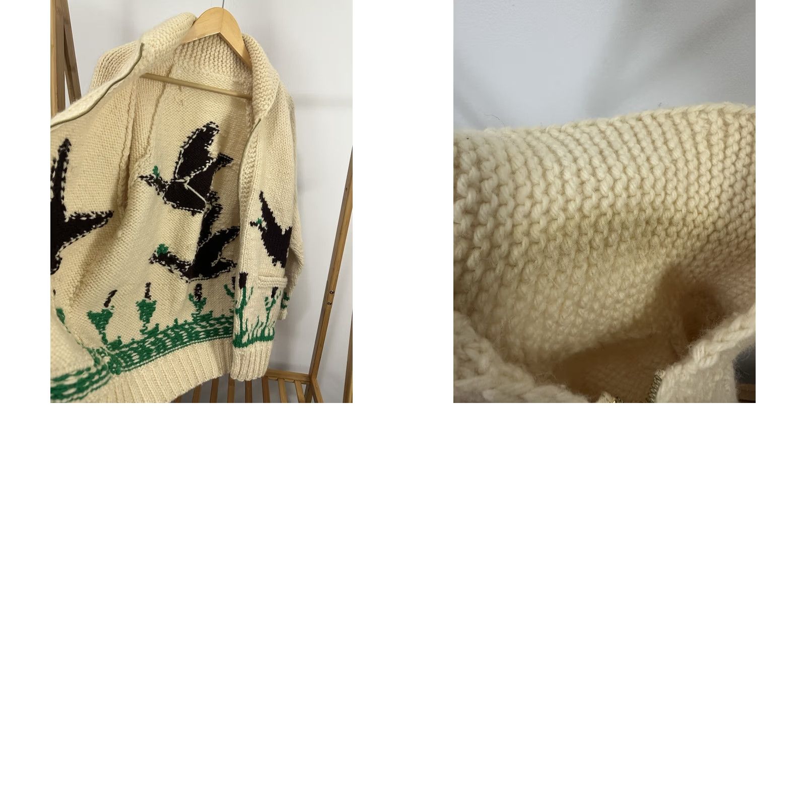 Vintage VTG 50s Duck Pleasant Cowichan Heavy Knit Cardigan Sweater W/ Pockets XL Mens Cream Vintage Rare True 50s Decade Classic Cardigan Sweater Size US XL / EU 56 / 4 - 8 Thumbnail