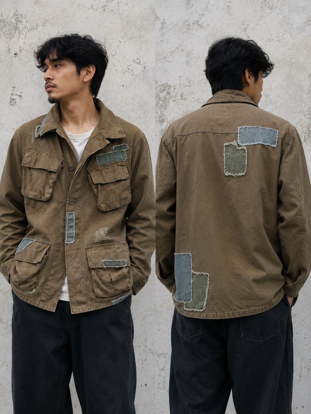 Japanese Brand Houston Distressed Boro Patchwork Military Jungle Fatigue Size US L / EU 52-54 / 3 - 1 Thumbnail