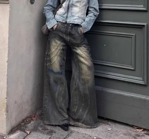 Japanese Brand × Jean Heavy-duty washed distressed faded micro-flare jeans Size US 32 / EU 48 - 4 Thumbnail