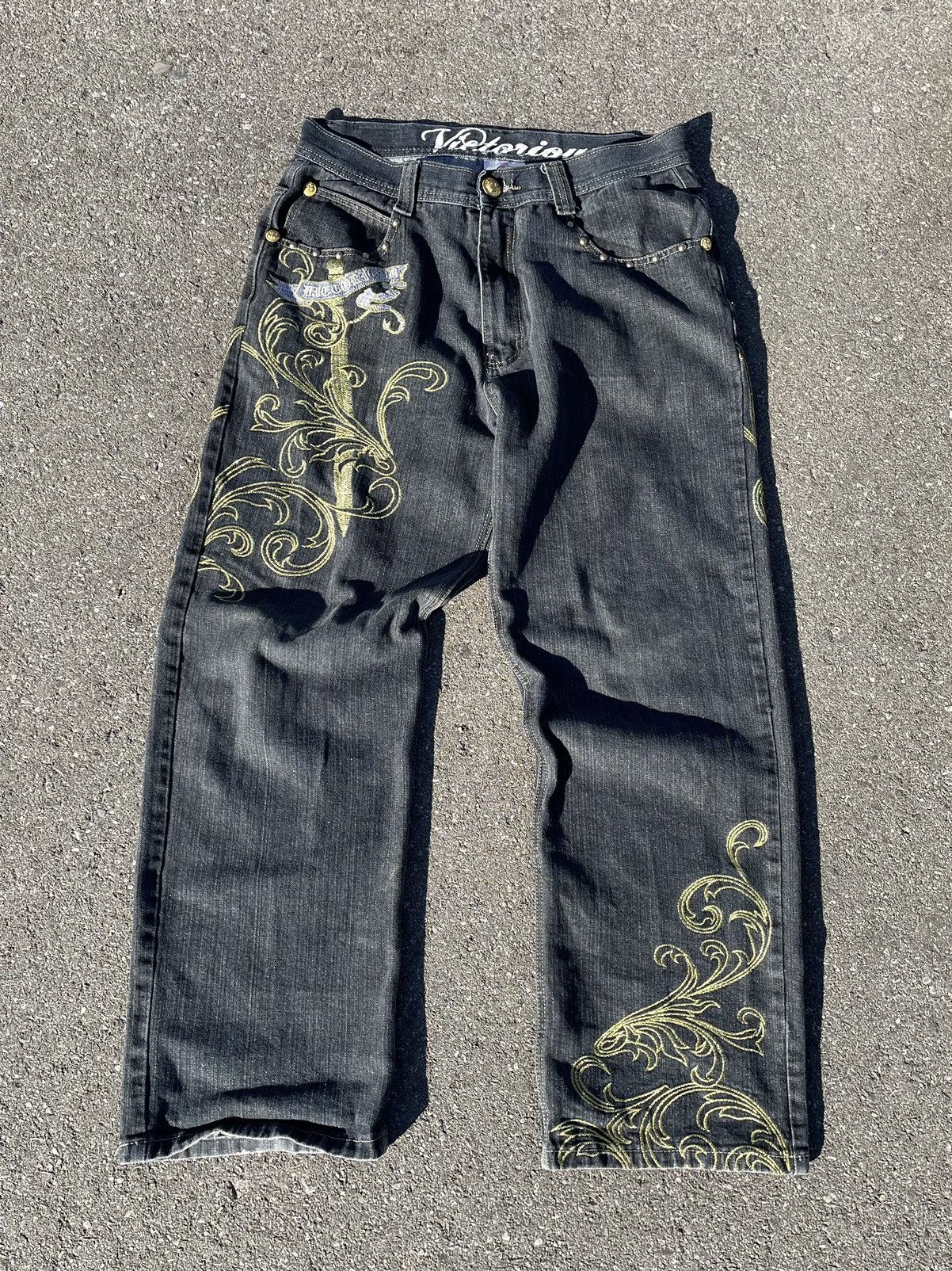 Crazy Y2K Victorious Embroidered Denim Jeans 🤯