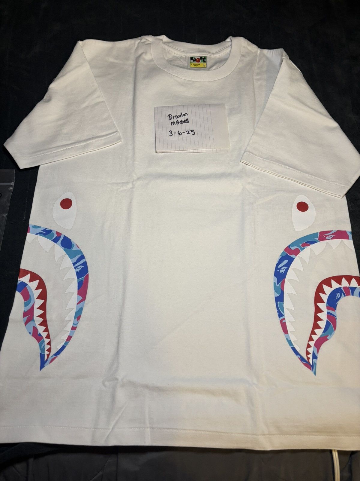 Bape Bape Marble side shark T-shirt Size US L / EU 52-54 / 3 - 2 Thumbnail