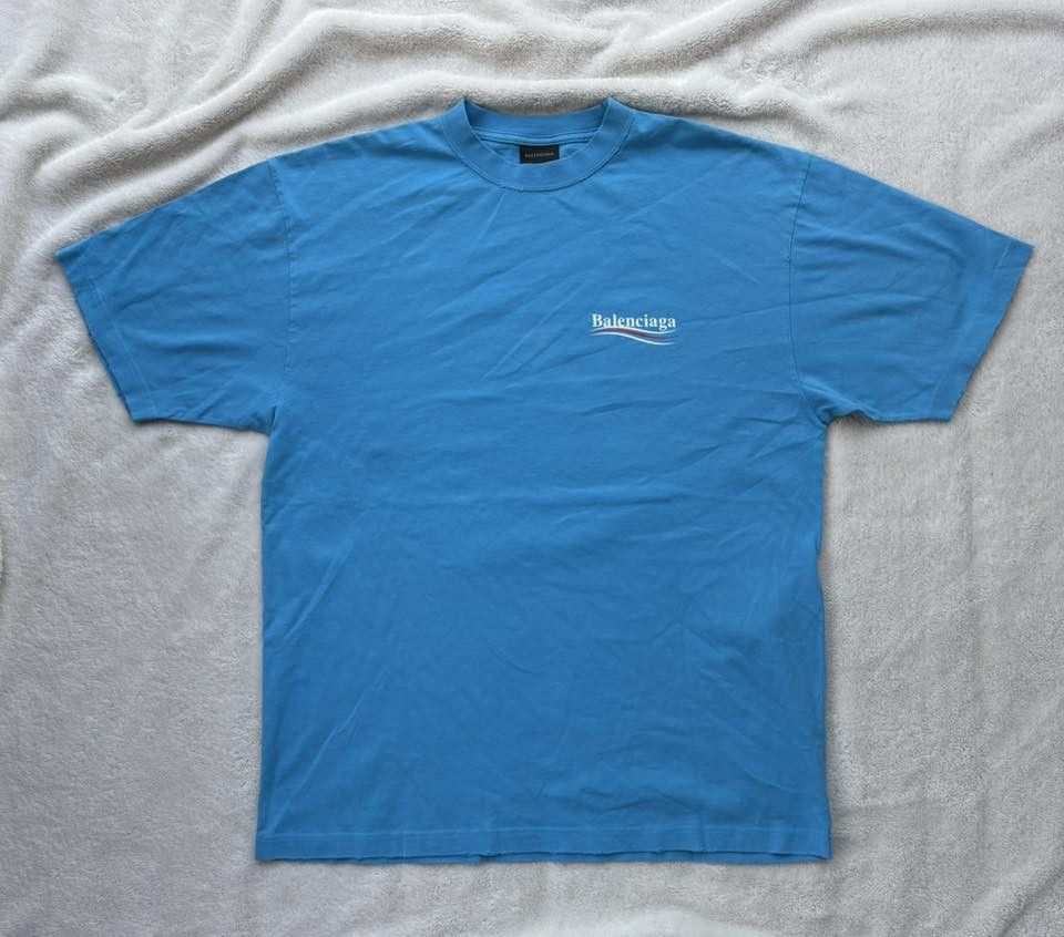 Bape Balenciaga Light Blue Cracked Political Campaign Logo Tee Size US L / EU 52-54 / 3 - 1 Thumbnail