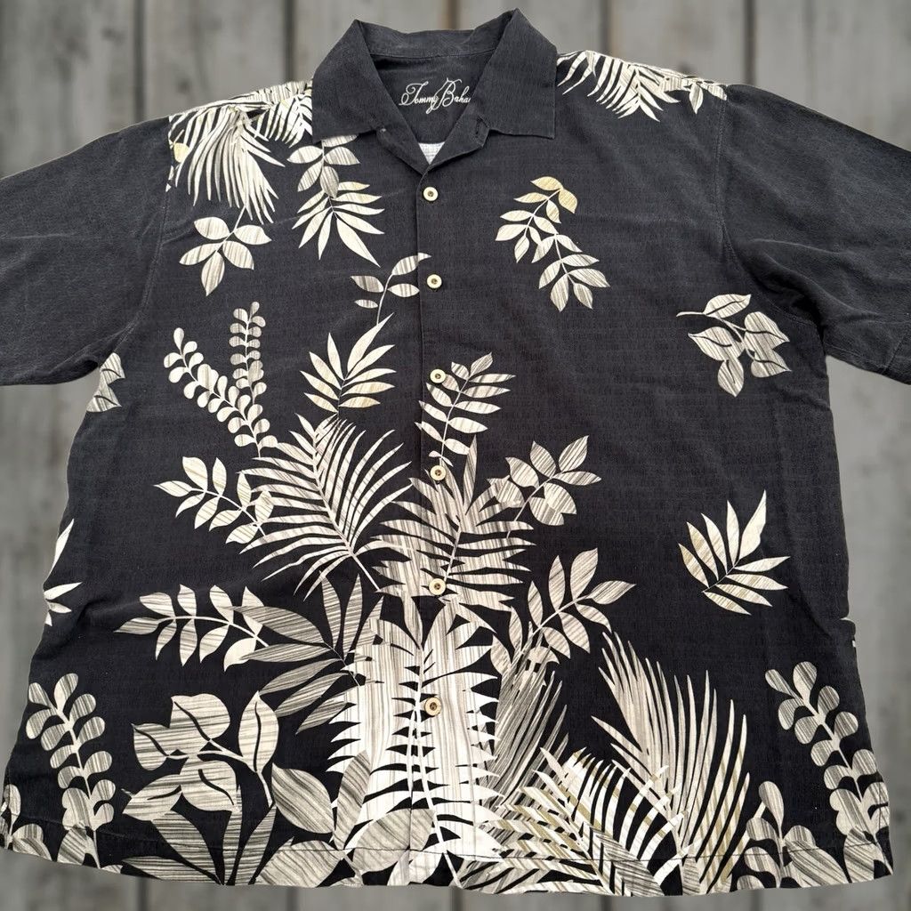 Tommy Bahama Tommy Bahama Shirt Mens XL Washed Black Tan Floral 100% Silk Camp Hawaiian Casual Size US XL / EU 56 / 4 - 1 Thumbnail
