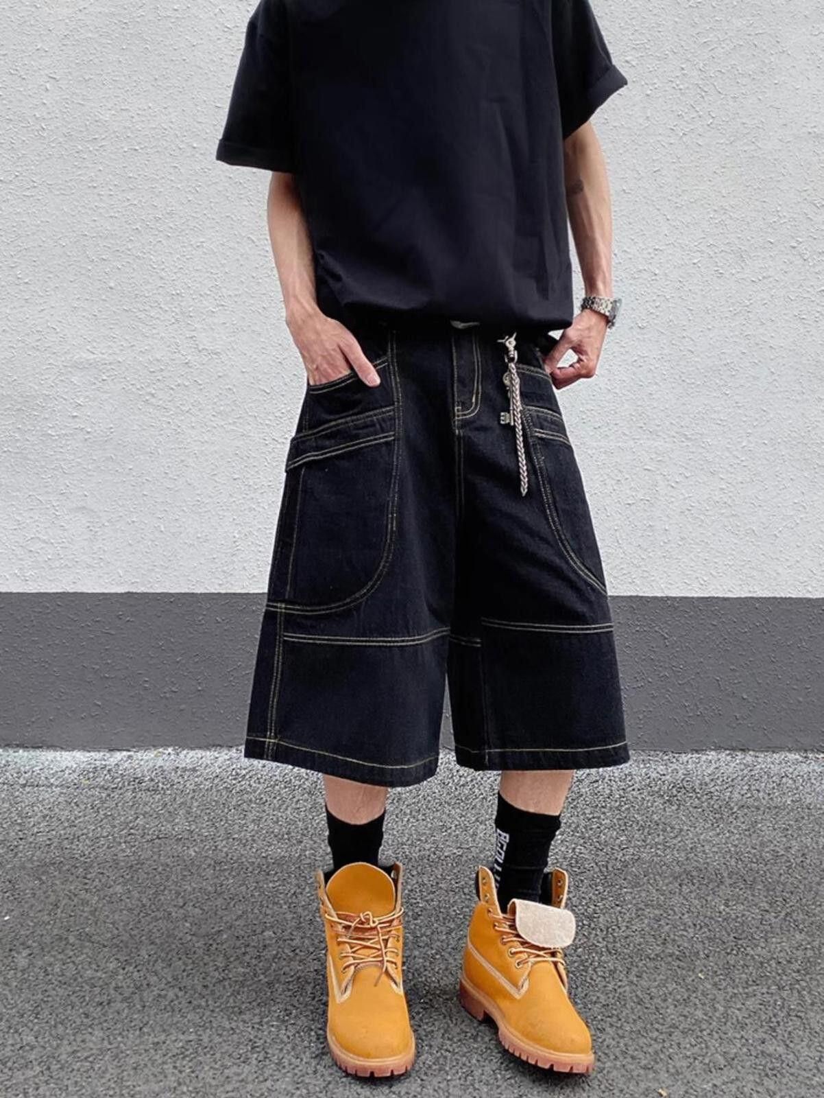 Jean Contrast Stitched Patch Pocket Denim Jorts Size US 32 / EU 48 - 8 Thumbnail