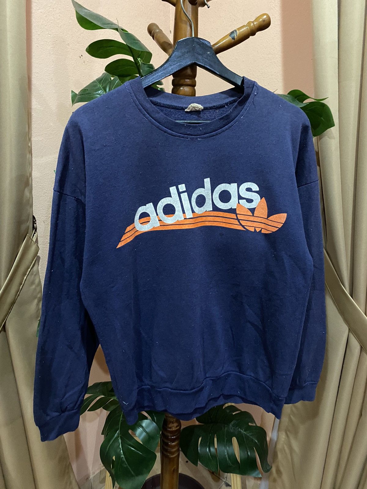 Adidas Vintage 80S Adidas Trefoil Sweatshirt – Navy Blue Sportswear Size US M / EU 48-50 / 2 - 3 Thumbnail