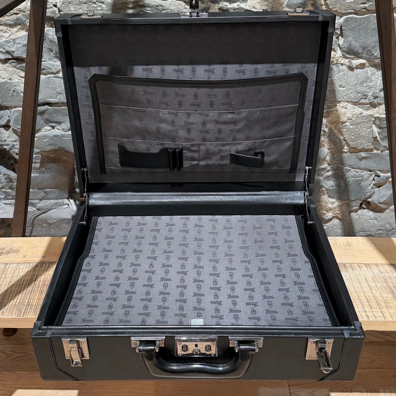 Gucci Gucci Black Leather Guccissima GG Embossed Trunk Suitcase Size ONE SIZE - 14 Thumbnail