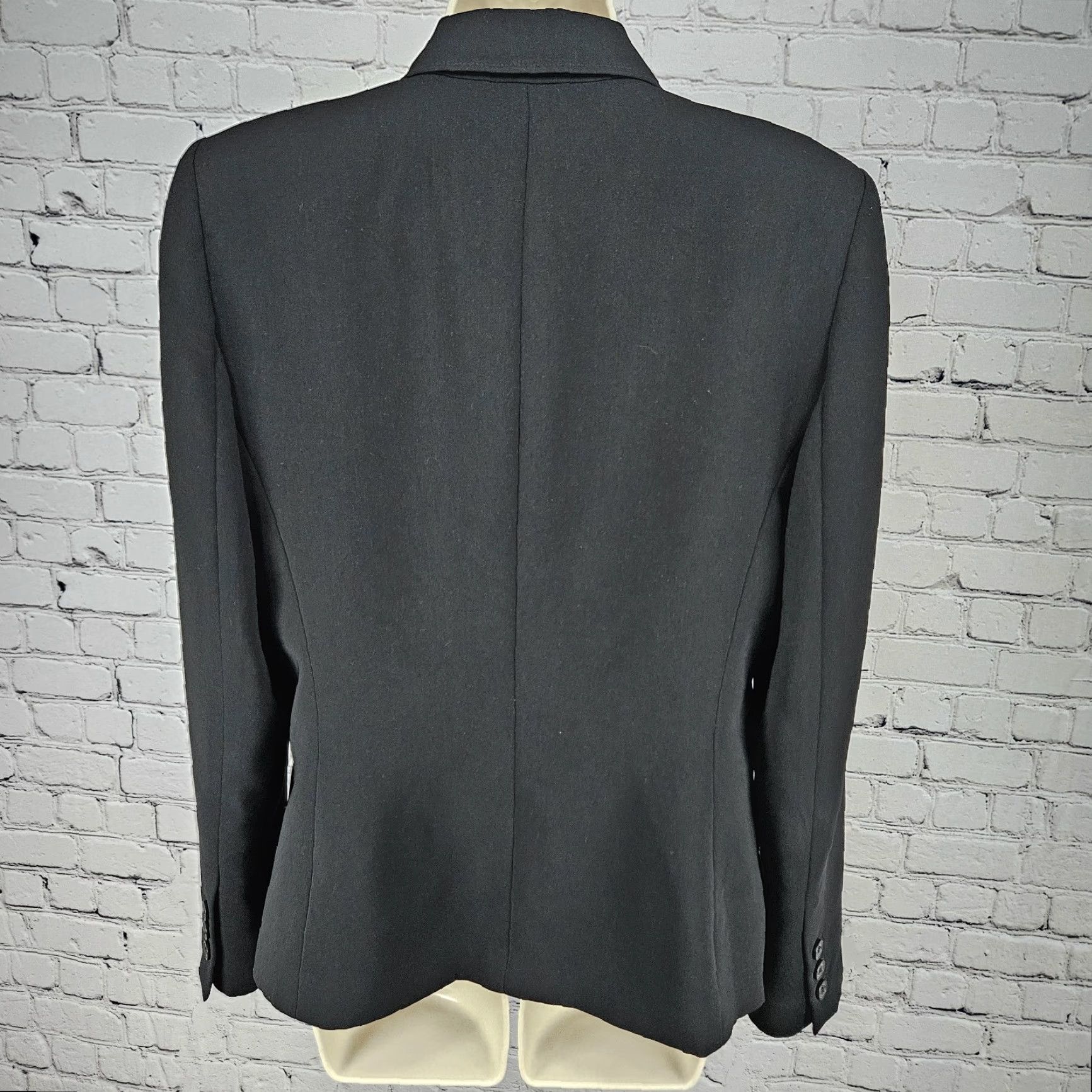 Anne Klein Anne Klein Blazer Jacket Black 1 Button Peak Lapel Single-Breasted Formal Women 10 Regular Long Sleeve Pants Suit Lined Polyester Size L / US 10 / IT 46 - 2 Thumbnail