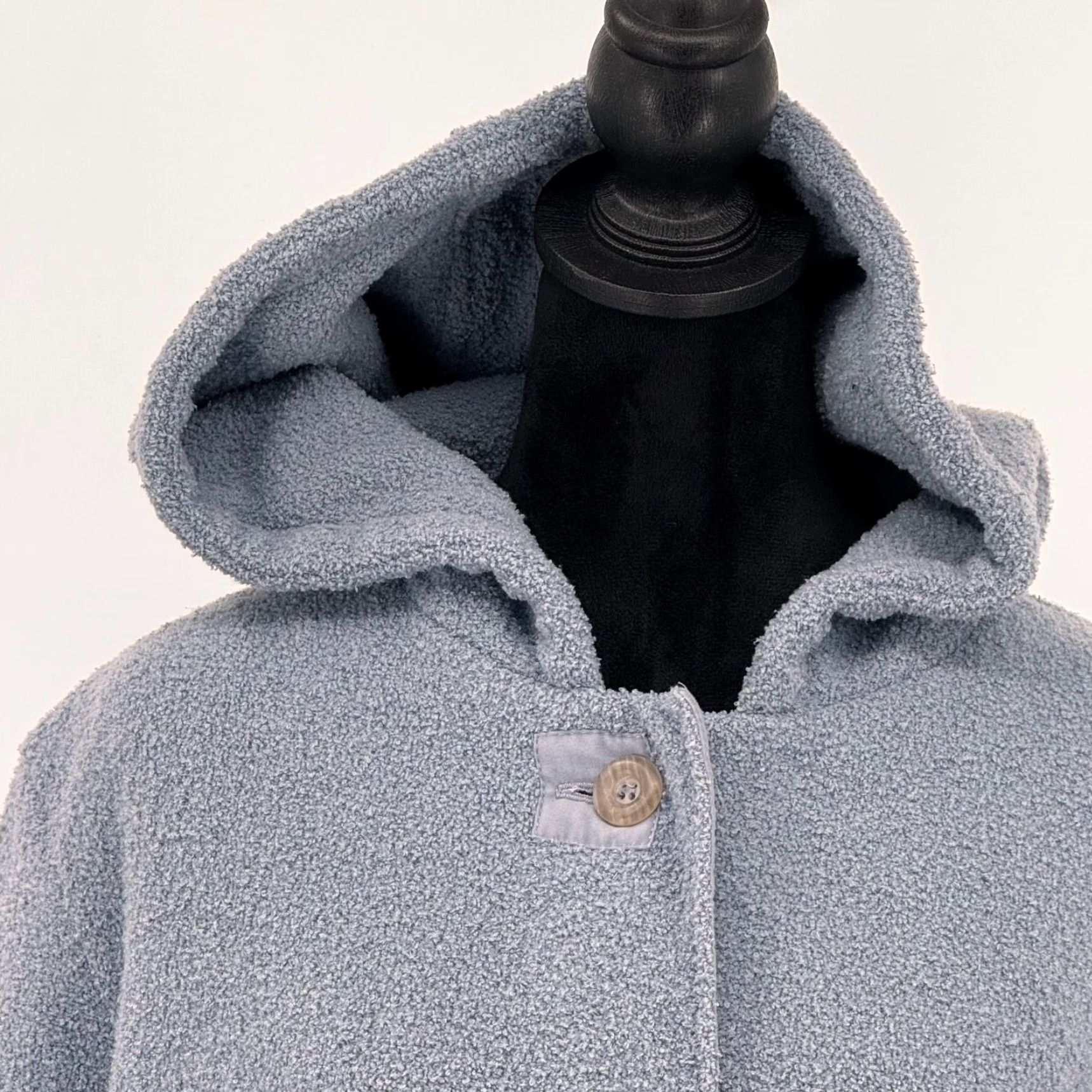 Vintage VINTAGE Boucle Jacket Womens L Hooded Embroidered Pockets Button Grandma Granny Gray Polyester Nylon Pea Coat 90s? (Note: remove invalid) Size L / US 10 / IT 46 - 7 Thumbnail