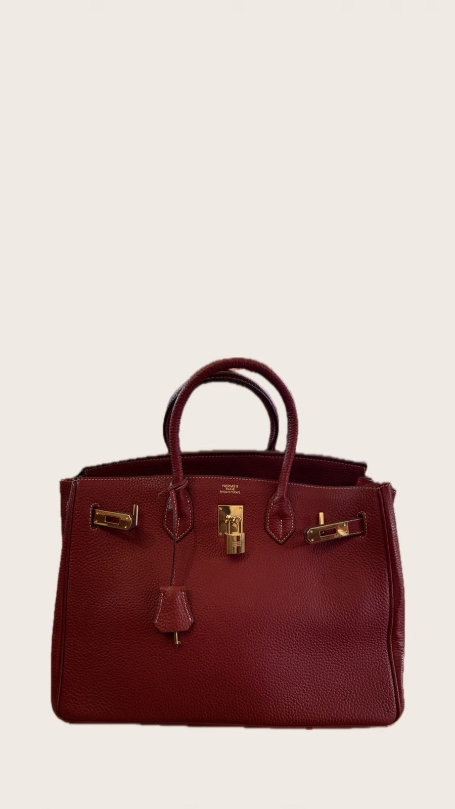 Hermes Hermes Birkin 35 Leather Handbag Burgundy Size ONE SIZE - 1 Thumbnail