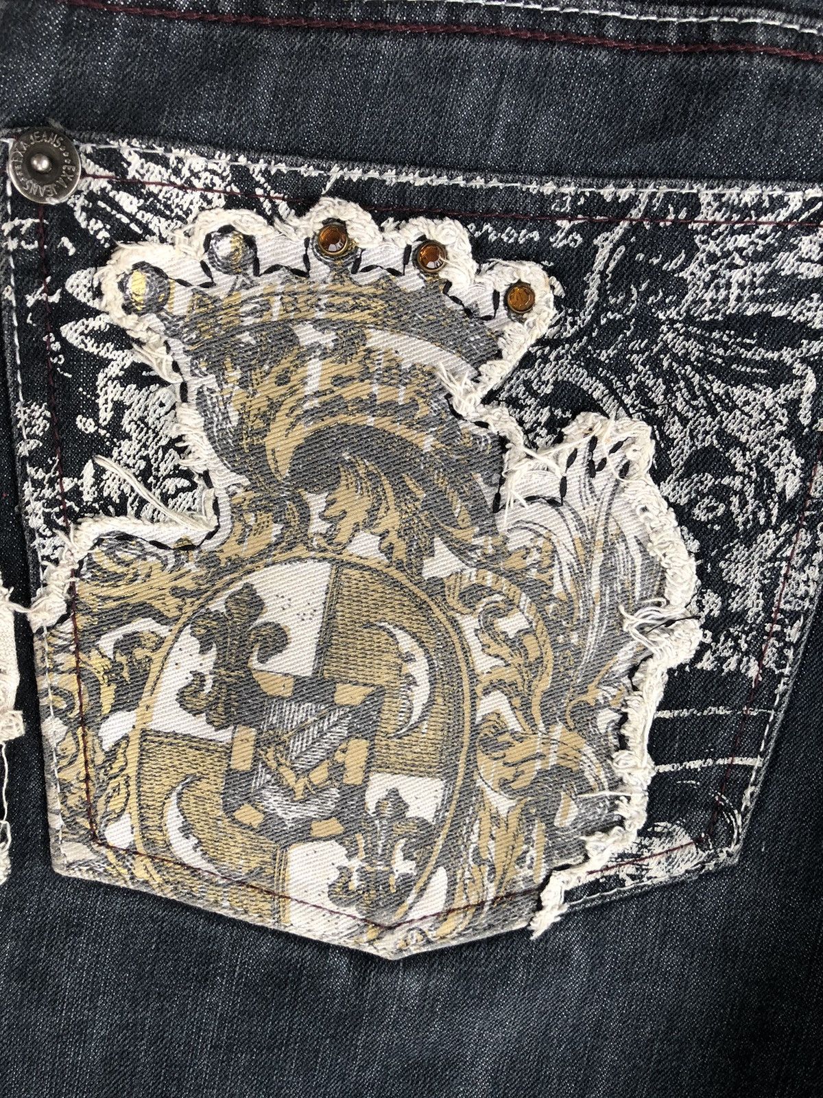 Japanese Brand Japanese Exa Embroidered Jeans baggy hip hop Size US 35 - 13 Thumbnail