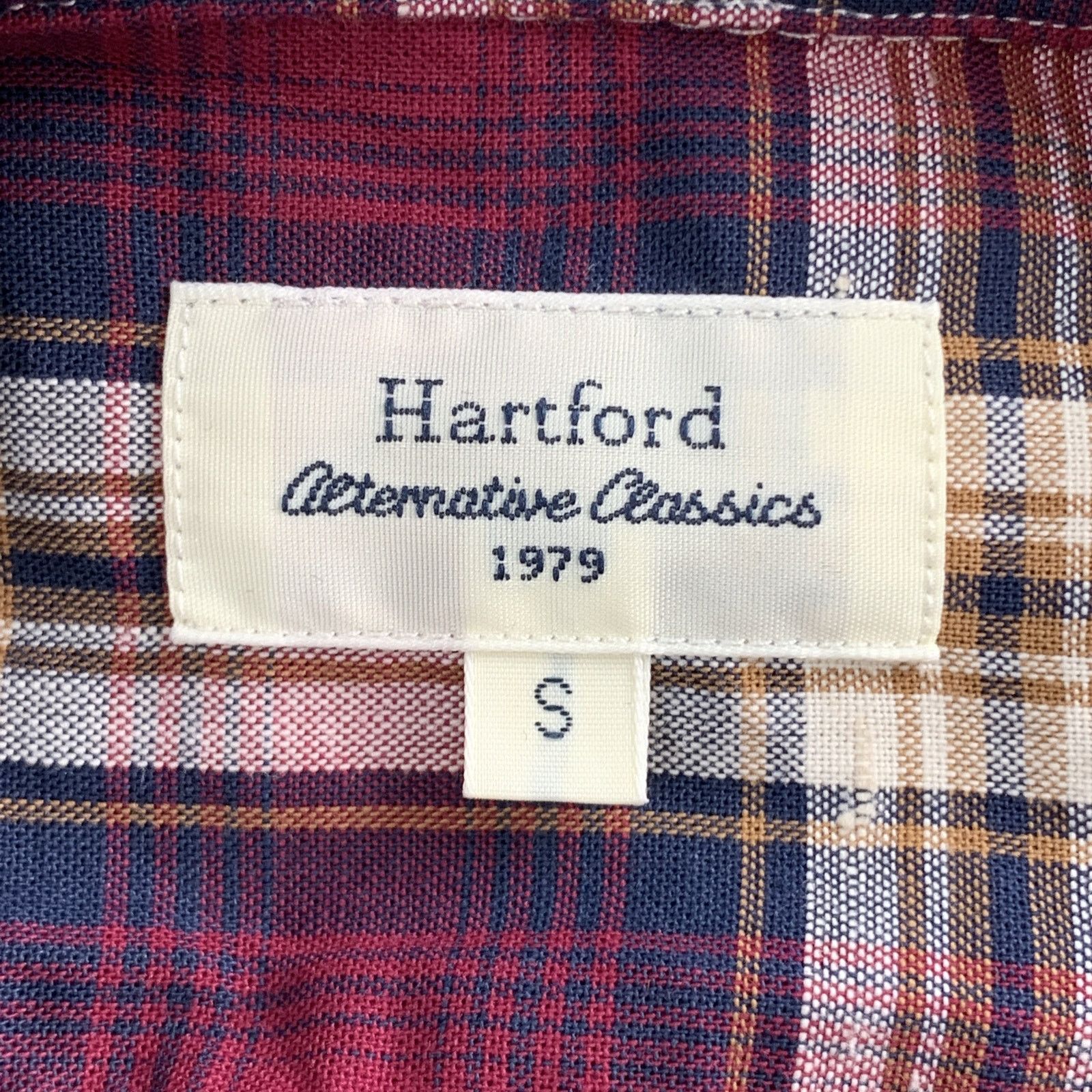 Hartford HARTFORD S Burgundy & Brown Plaid Cotton Button Up LS Shirt Size US S / EU 44-46 / 1 - 6 Thumbnail