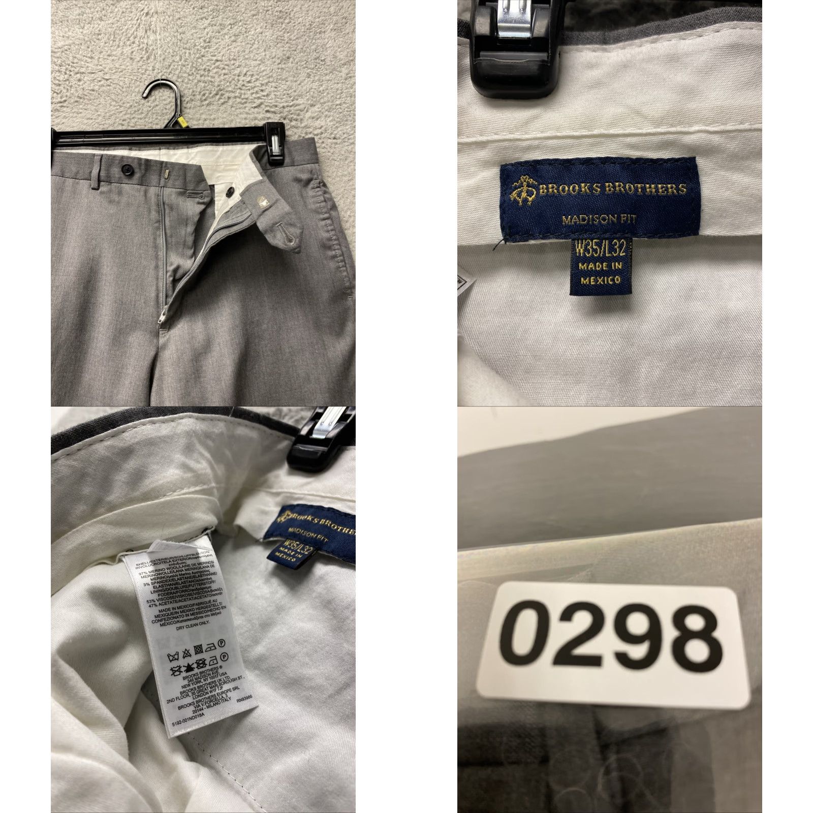 Brooks Brothers BROOKS BROTHERS Dress Pants Mens Gray 35x32 Flat Front Wool Blend /0298 Size US 35 - 8 Thumbnail