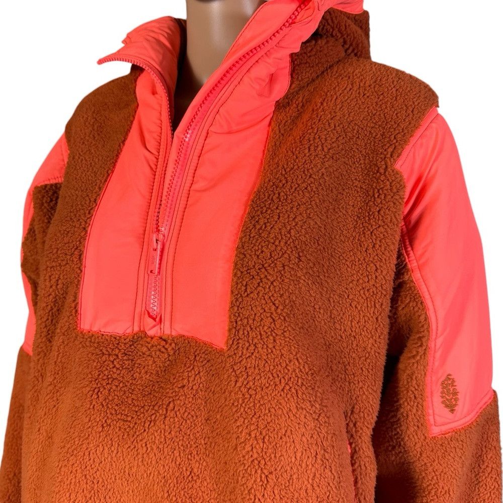 Free People New Free People Lead The Pack Fleece Coral Combo Pullover S Size XS / US 0-2 / IT 36-38 - 3 Thumbnail