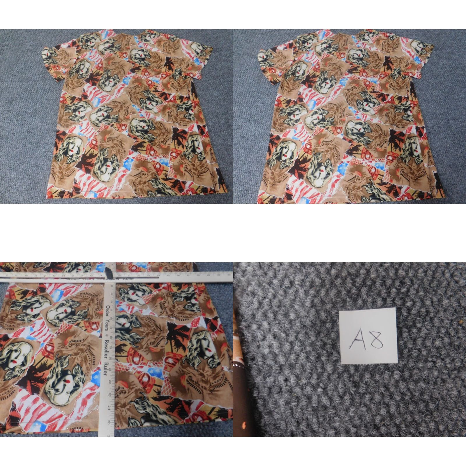 Vintage SPS Blouse Womens XL Brown Crew Neck Short Sleeve Pullover Polyester Rayon Butterfly Graphic Casual Regular Stretch Size XL / US 12-14 / IT 48-50 - 8 Thumbnail
