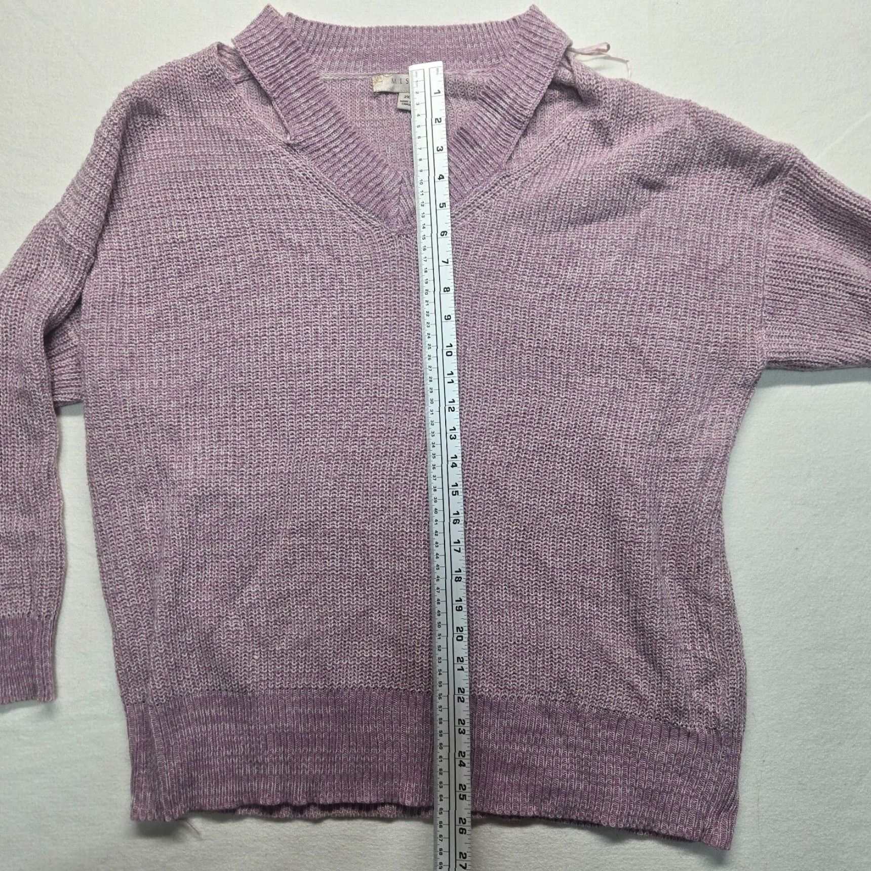 Vintage Misia Women's V-Neck Pullover Sweater Adult Plus Size 2X Purple Cold Shoulder Knit All Seasons Size XXL / US 16-18 / IT 52-54 - 5 Thumbnail