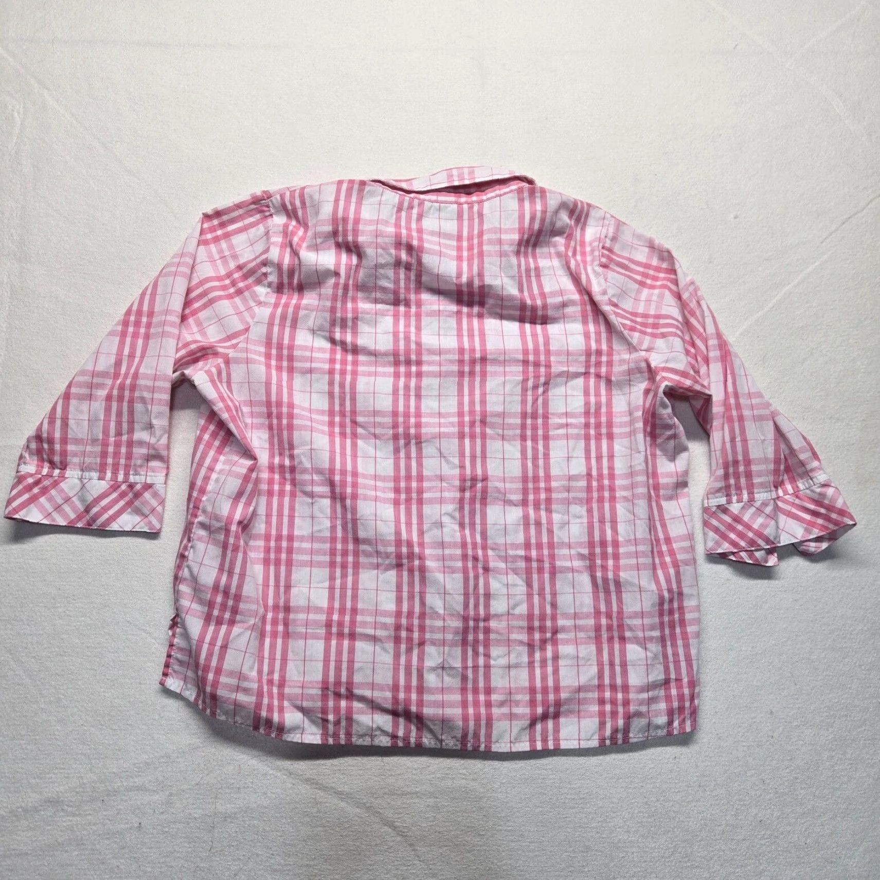Pinko Rebecca Malone Pink Plaid Button-Up Shirt Collared 3/4 Sleeve Women's XL Shirt, Pink, Plaid, Button-Up, Rebecca Malone, Women XL, Casual Shirt Size XL / US 12-14 / IT 48-50 - 7 Thumbnail