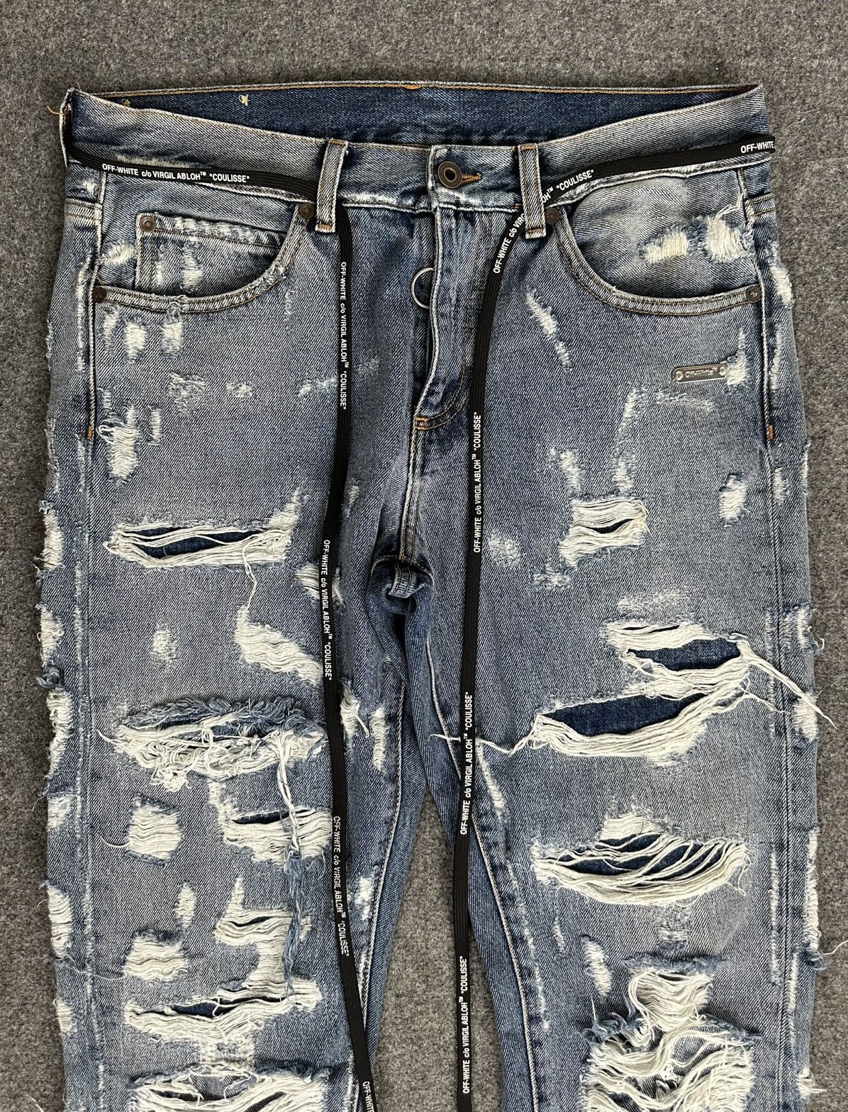 Off-White Off-White - Virgil Abloh AW18 Coulisse Slim Distressed Jeans Size US 32 / EU 48 - 2 Thumbnail