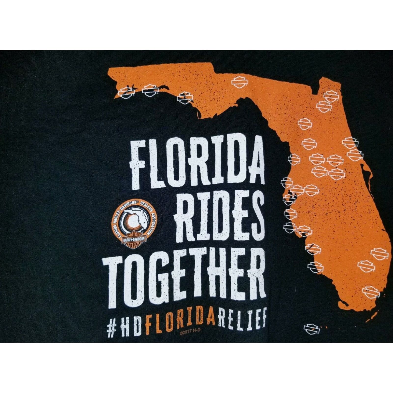 Harley Davidson Harley-Davidson T-Shirt Mens XL Black HD Florida Relief Hurricane Support Fund Graphic Tee Short Sleeve Crew Neck Regular Fit Size US XL / EU 56 / 4 - 4 Thumbnail