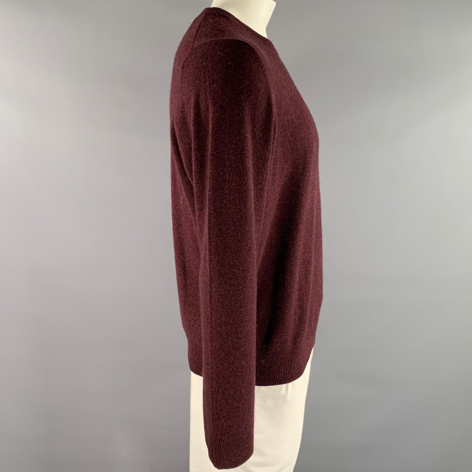 Nordstrom NORDSTROM Burgundy Knitted Cashmere Crew-Neck Sweater Size US XL / EU 56 / 4 - 3 Thumbnail