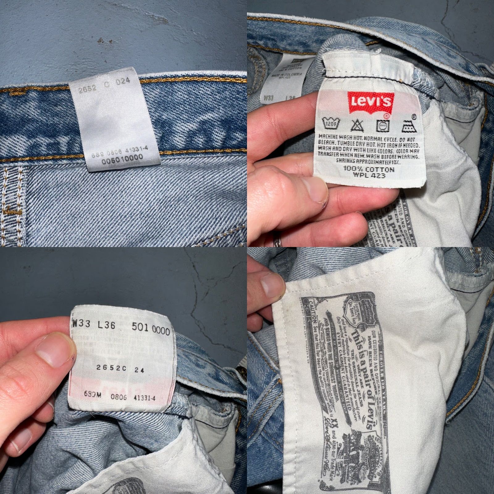 Levi's VINTAGE Levis 501 Y2K XX Straight Leg Jeans 33x36 Light Wash 2000s Act 31x32 Size US 33 - 10 Thumbnail