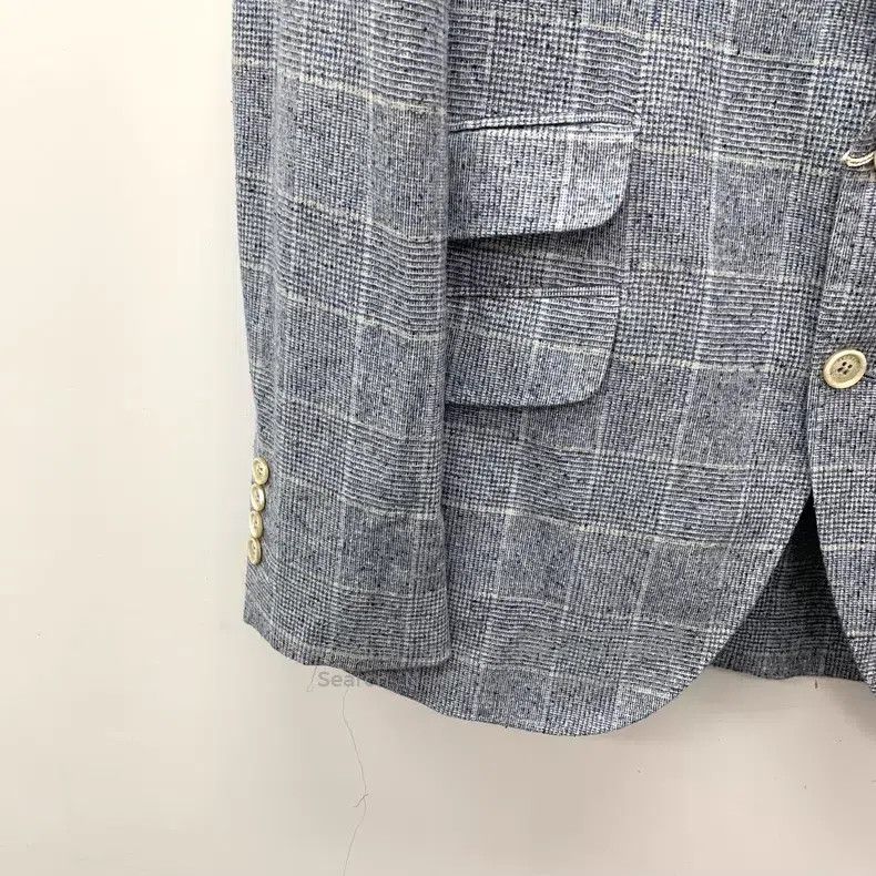 Brunello Cucinelli Brunello Cucinelli Light blue checkered silk collar single Size M / US 6-8 / IT 42-44 - 4 Thumbnail