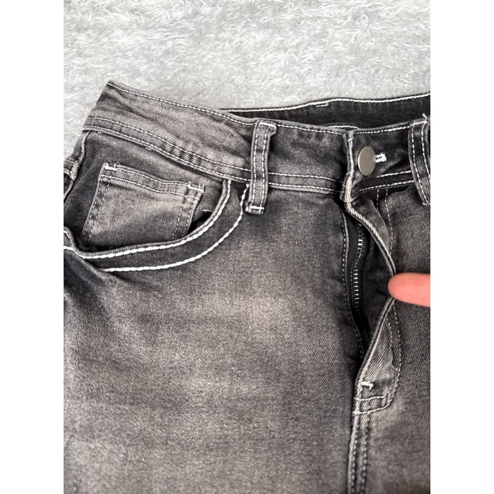 Vintage Romwe Jeans Womens 4 Gray Black Denim Flared Distressed Cotton Blend Mid 25x30 Size 27" / US 4 / IT 40 - 5 Thumbnail