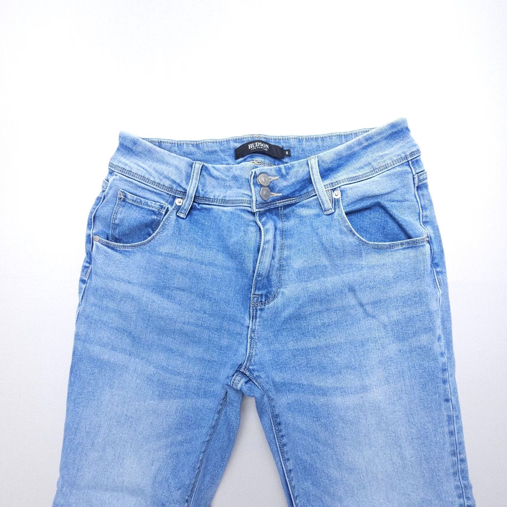 Hudson Hudson Jeans Womens 8 Light Wash Mid Rise Straight 5-Pocket Denim Leather Button Zip Jeans Blue Pant Mens Womens Boys Girls Size 30" / US 8 / IT 44 - 4 Thumbnail