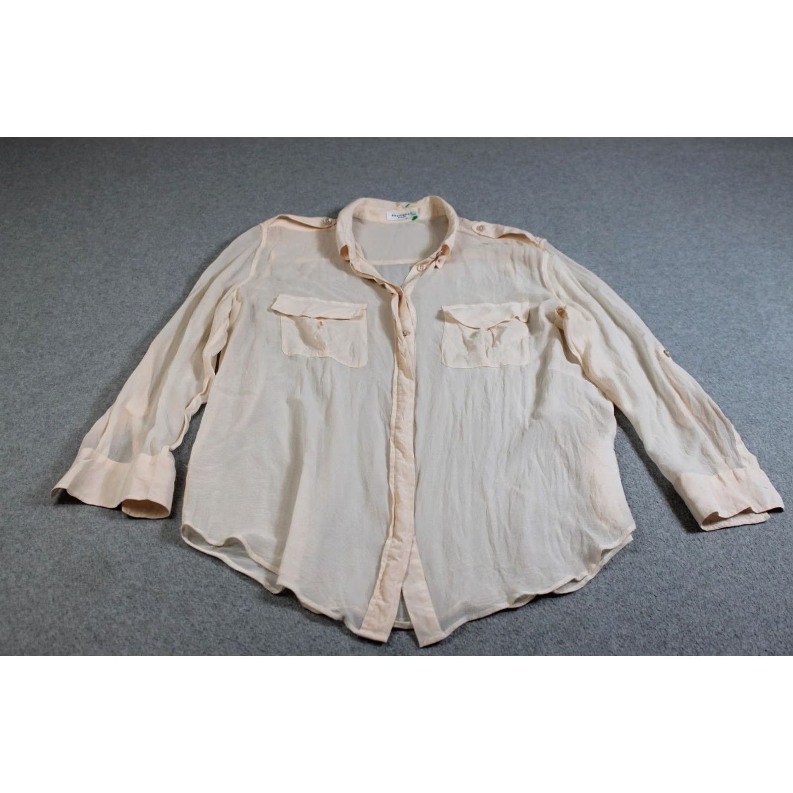 Equipment Equipment Silk Shirt Women L Pink Sheer Button Roll Tab Office Bohemian 90s? No Vintage Official? Size L / US 10 / IT 46 - 2 Thumbnail