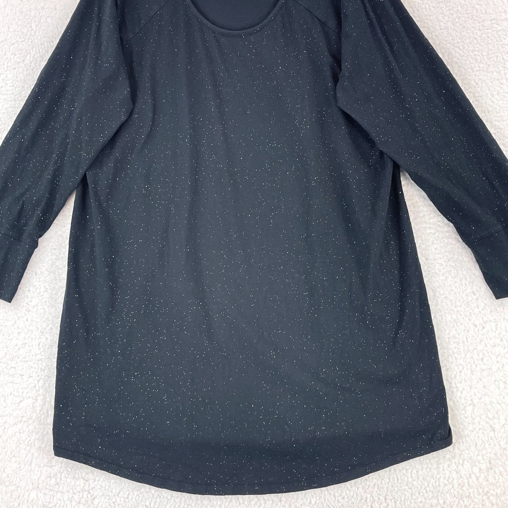Vintage Soma Black Silver Sparkling Long Sleeve Pajama Dress Womens Pullover XXL Frog City Classic Designer Dress Size XXL / US 16-18 / IT 52-54 - 5 Thumbnail