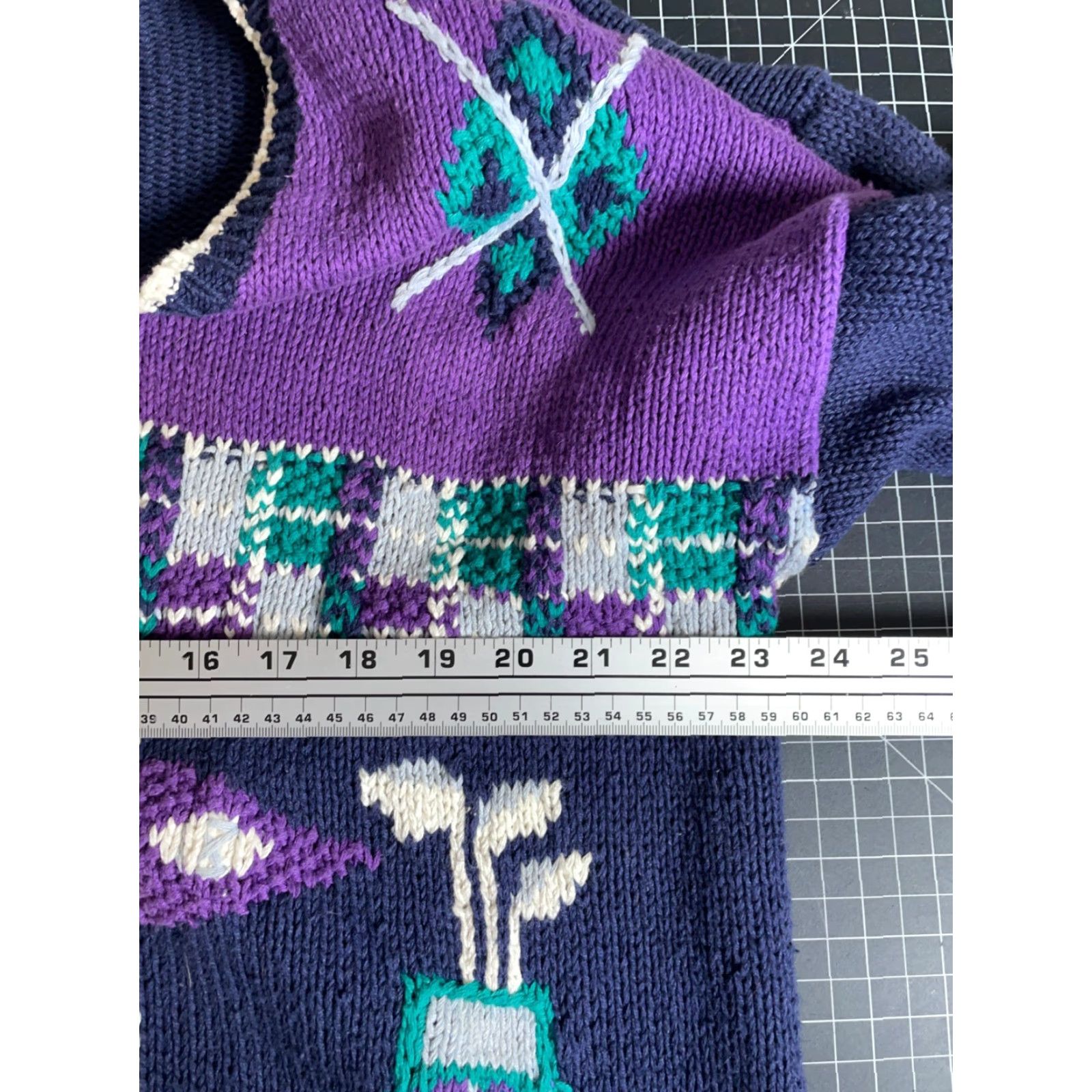 Vintage VINTAGE Northern Isles Cardigan Women's 3X Blue Purple Hand Knit Sweater Golf Portraits Retro 90s Size XXL / US 16-18 / IT 52-54 - 5 Thumbnail