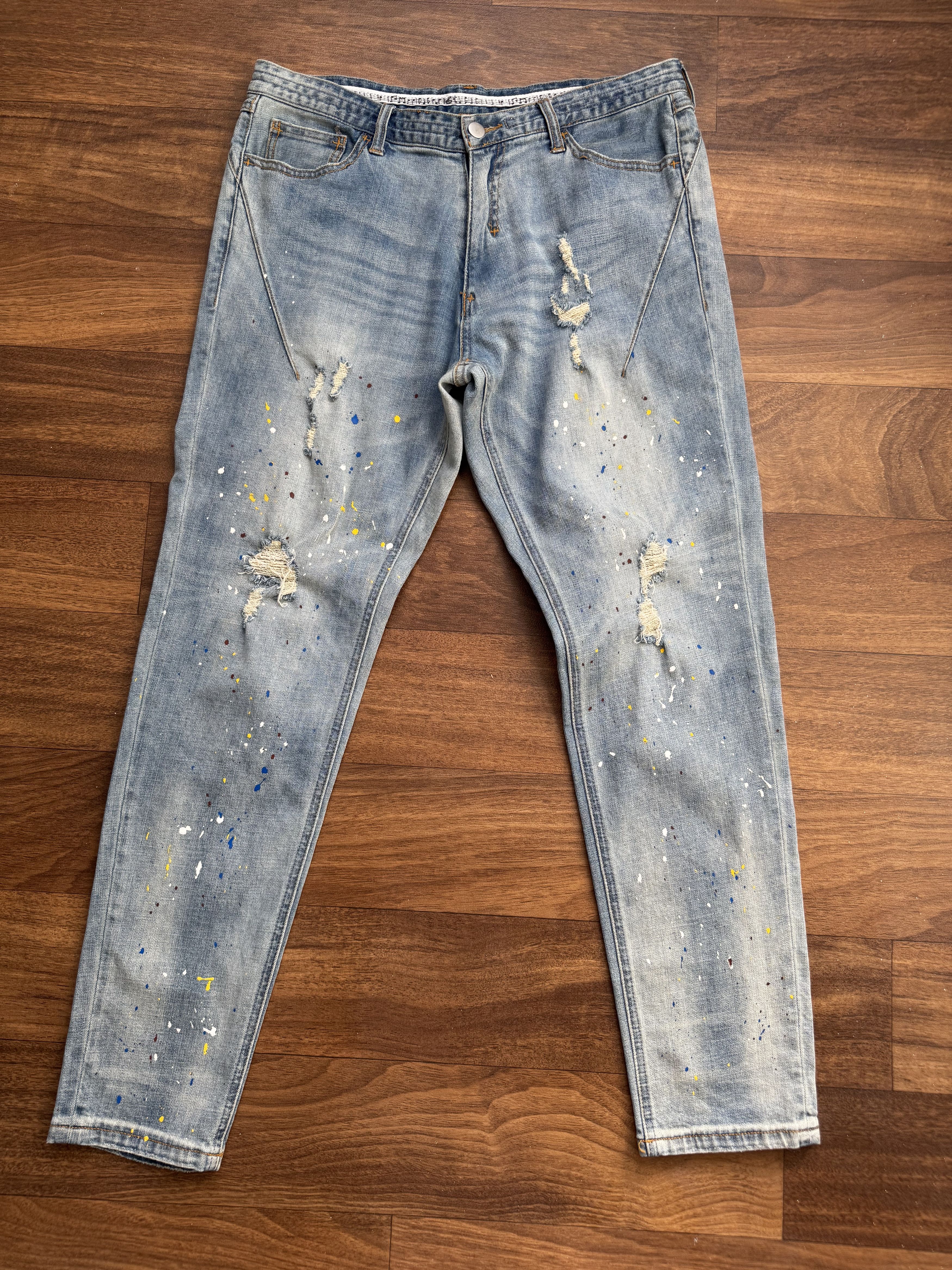 Number (N)ine Number (N)ine Music Note Paint Splatter Denim Size US 32 / EU 48 - 1 Thumbnail