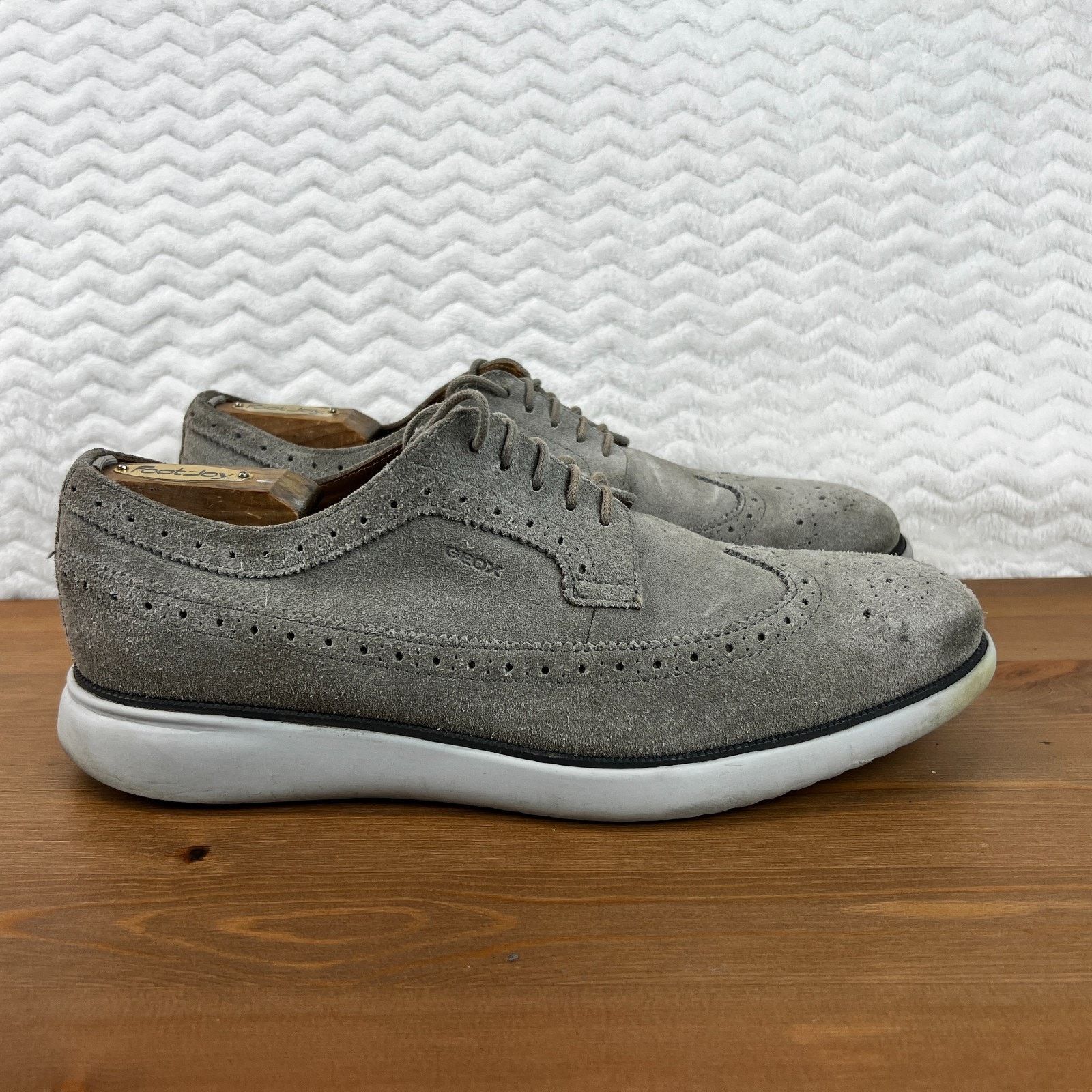 Geox Geox Mens Winfred Suede Shoes Gray Wingtip Brogues 42 US 9 Size US 9 / EU 42 - 3 Thumbnail