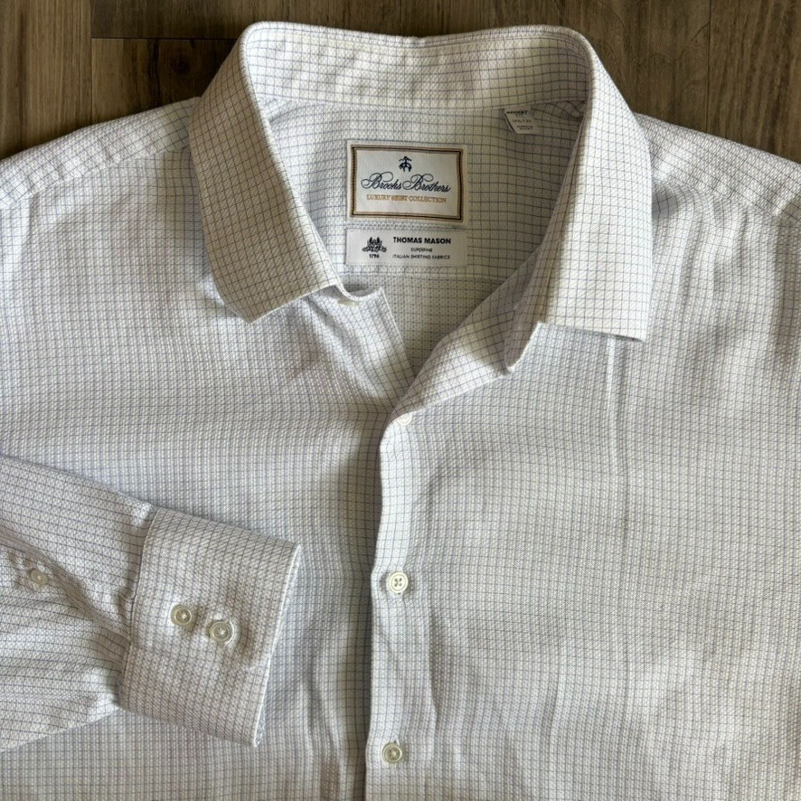Brooks Brothers Brooks Brothers Thomas Mason Luxury Collection Dress Shirt Size US XL / EU 56 / 4 - 1 Thumbnail