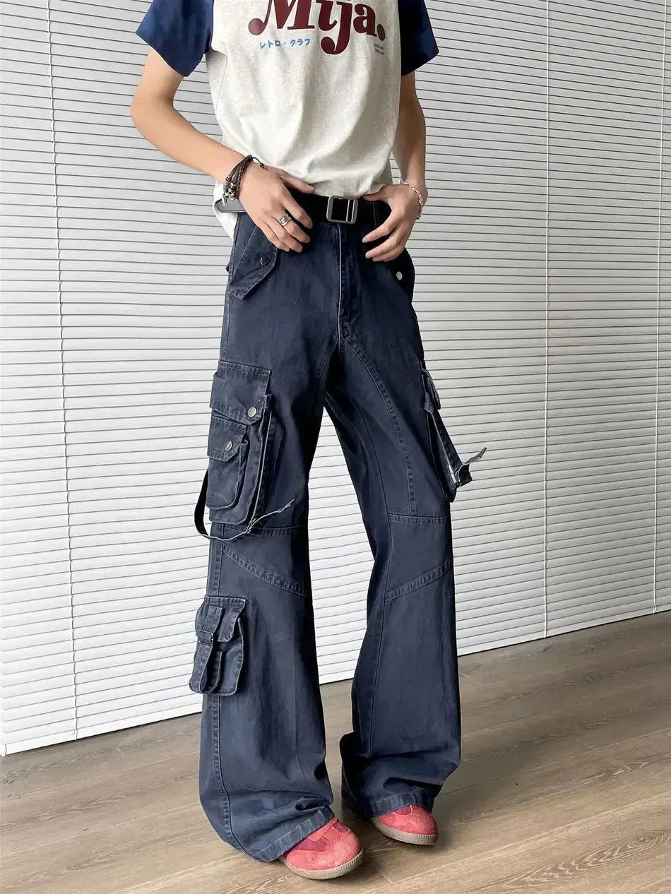 Japanese Brand Retro loose wide leg straight leg pocket jeans Size US 32 / EU 48 - 6 Thumbnail