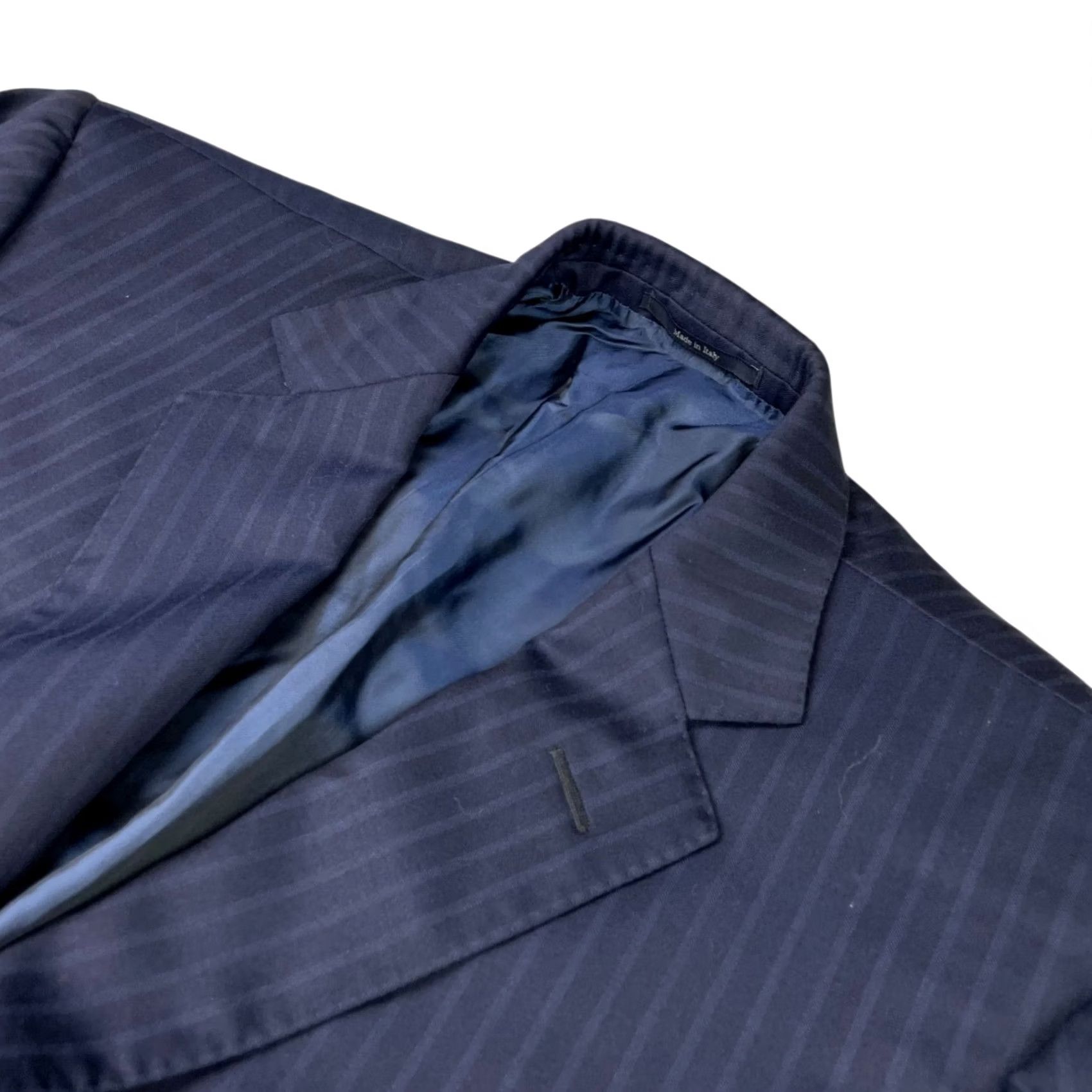 Ermenegildo Zegna VINTAGE Ermenegildo Zegna Blazer Men Navy Stripe 2-button Wool 48L US Italy Notch Lapel, Double Vented, Regular Mens Size 48R - 2 Thumbnail