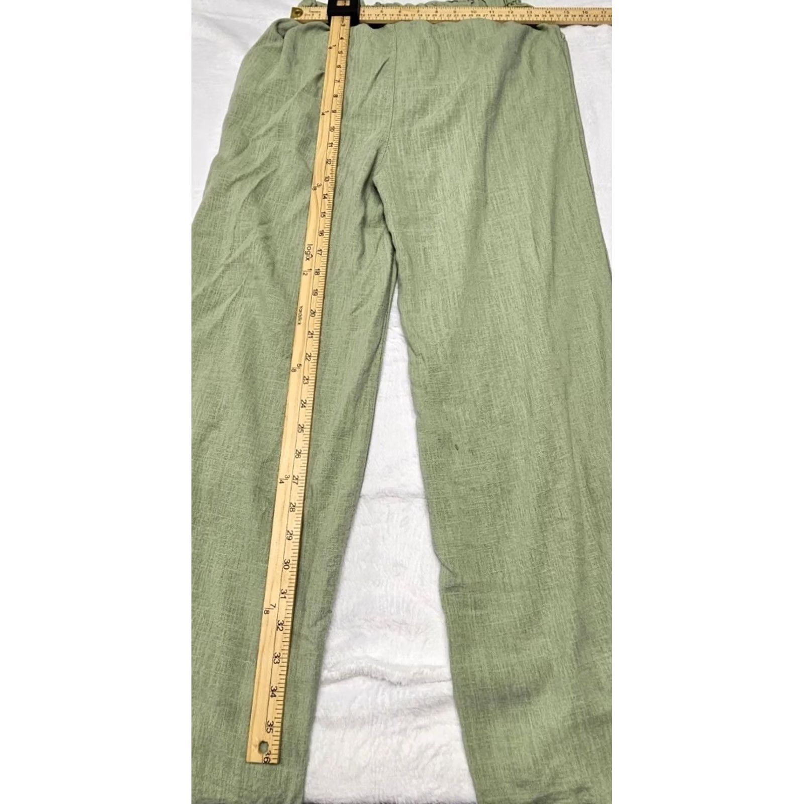 Olive Thread & Supply Pants Wide Leg Linen Rayon Olive Green Small Belted Tie Belt Casual Womens S Size 28" / US 6 / IT 42 - 4 Thumbnail