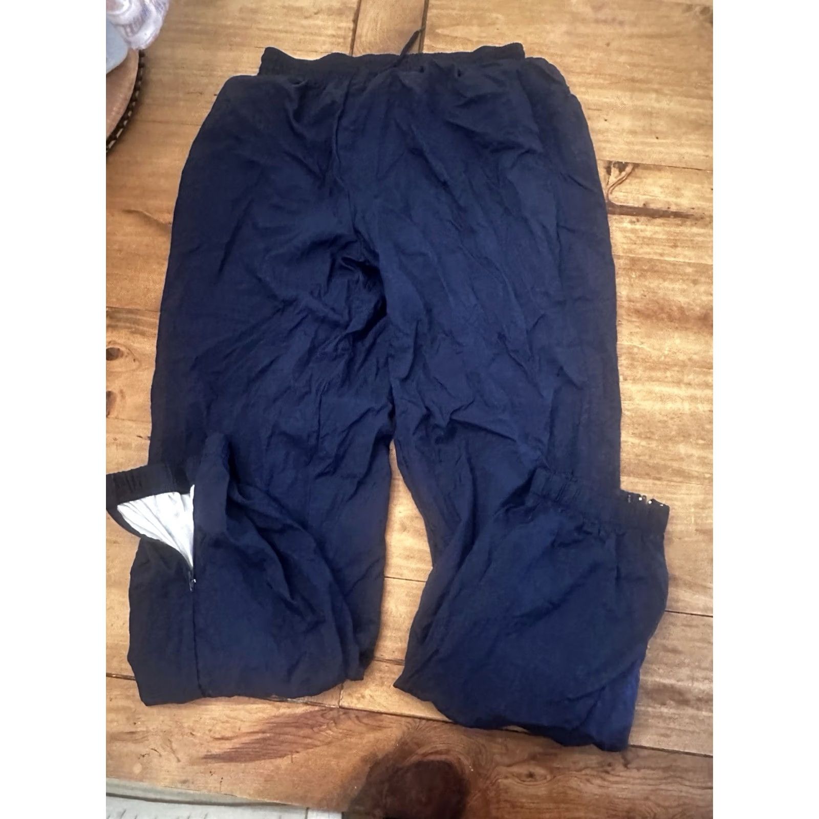 Jockey VINTAGE XL Jockey Windbreaker Pants Navy Blue Elastic Waist Pockets Ankle Zip Unisex Adults Size 40" / US 18 - 3 Thumbnail