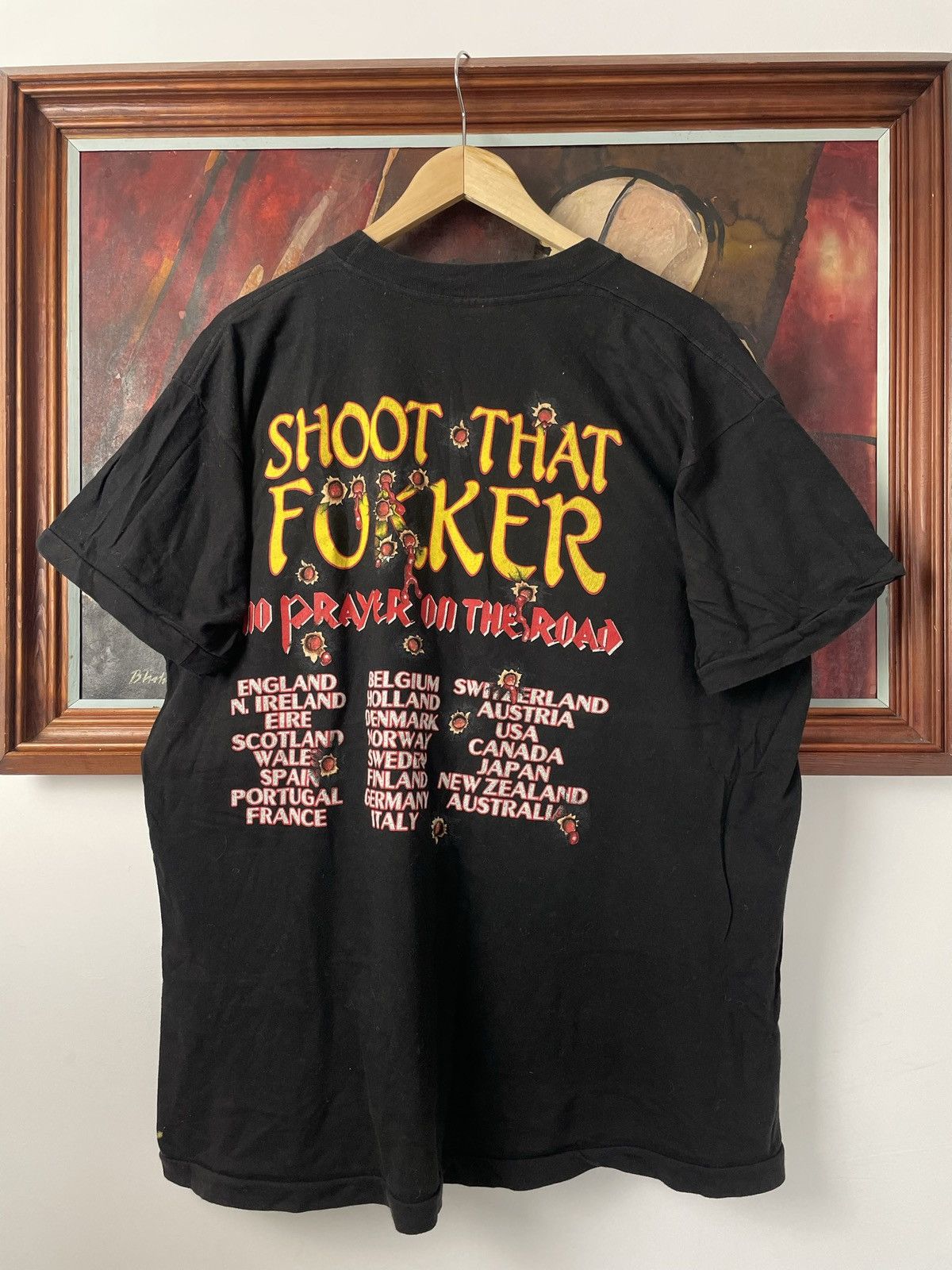 Vintage Iron Maiden ‘Shoot That Fukker’ 1990 Og Vintage Band Tee Size US XL / EU 56 / 4 - 2 Thumbnail