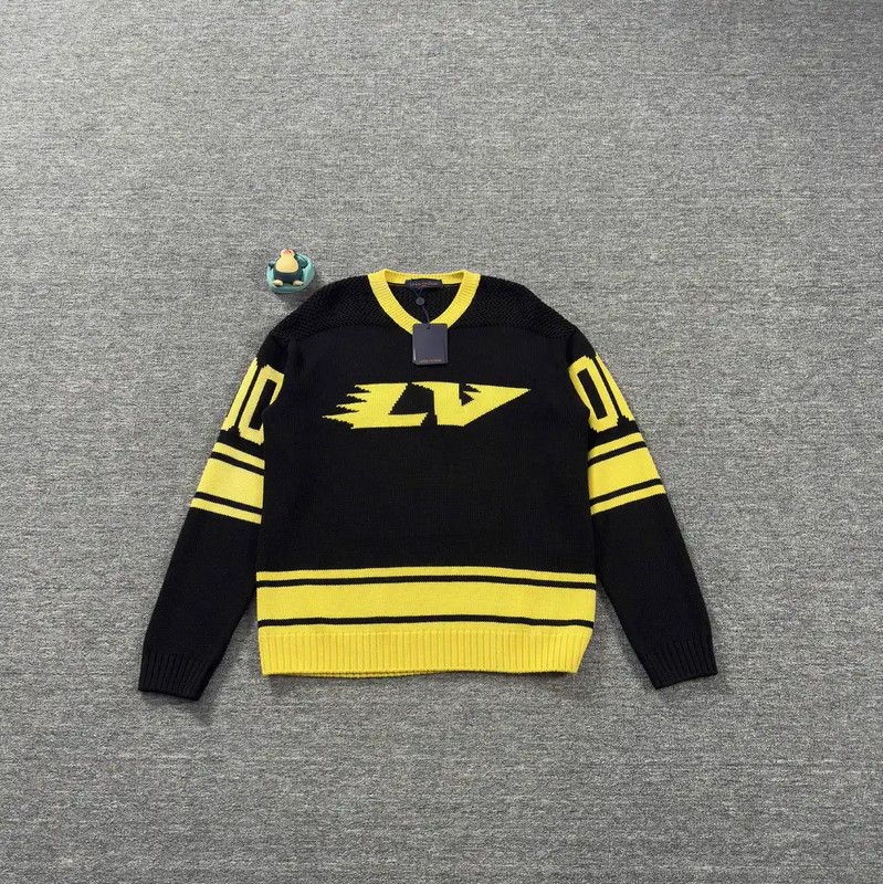 Louis Vuitton Louis Vuitton Black Knit Sweater with Yellow Accents 0089 Size US M / EU 48-50 / 2 - 1 Thumbnail