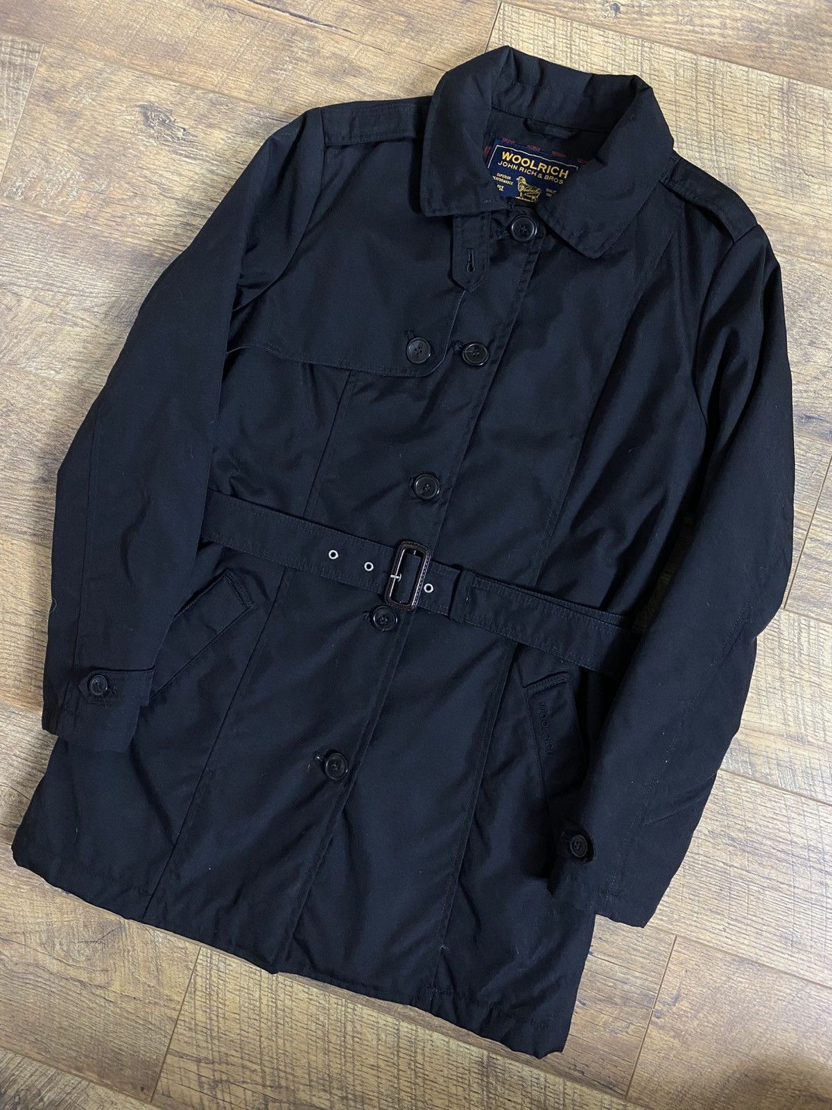 Japanese Brand Woolrich John Rich & Bros Quilted Lining Belted Trench Coat Size XL / US 12-14 / IT 48-50 - 2 Thumbnail