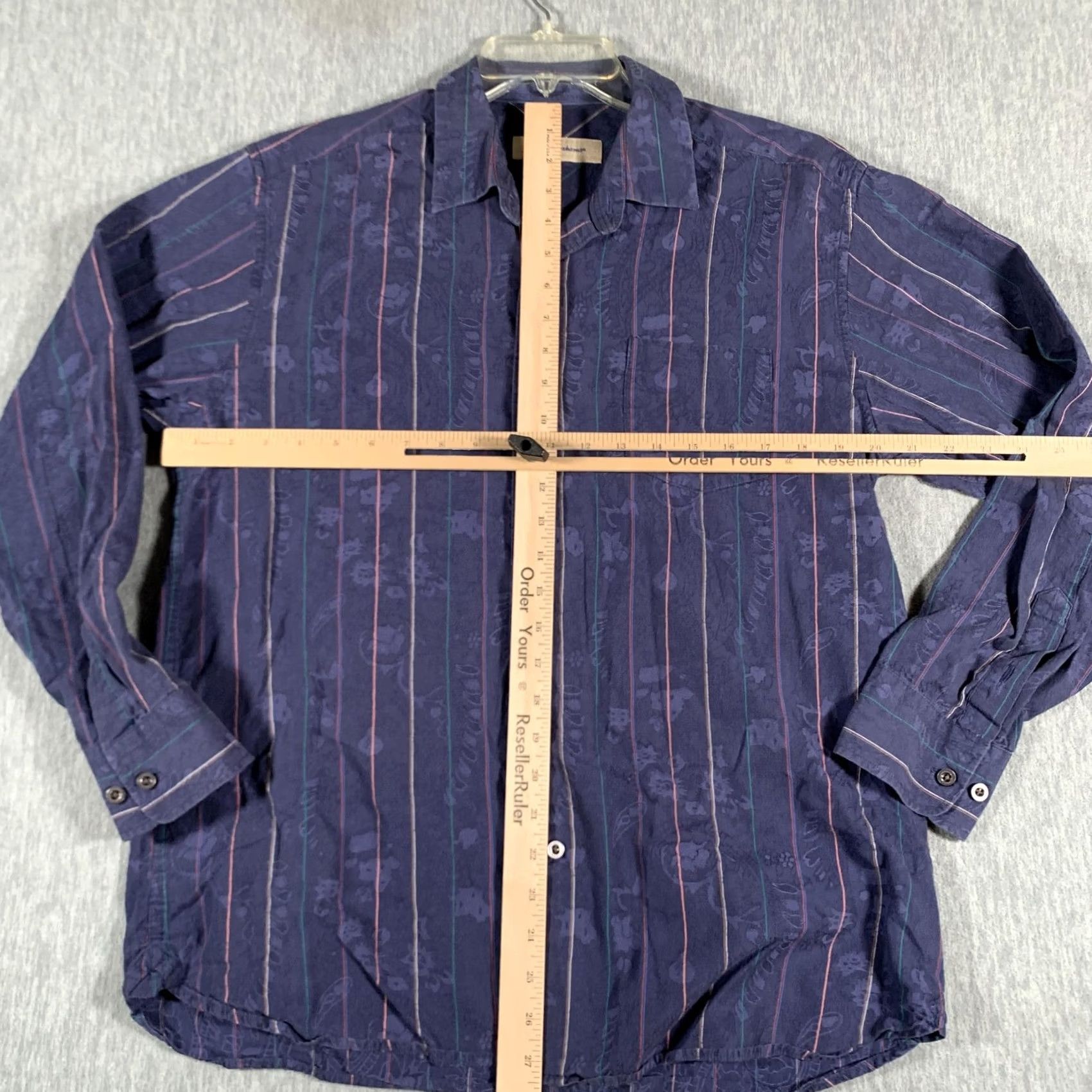 Tommy Bahama Tommy Bahama Shirt Mens Large Blue Cotton Silk Stripe Floral Button Front Size US L / EU 52-54 / 3 - 6 Thumbnail