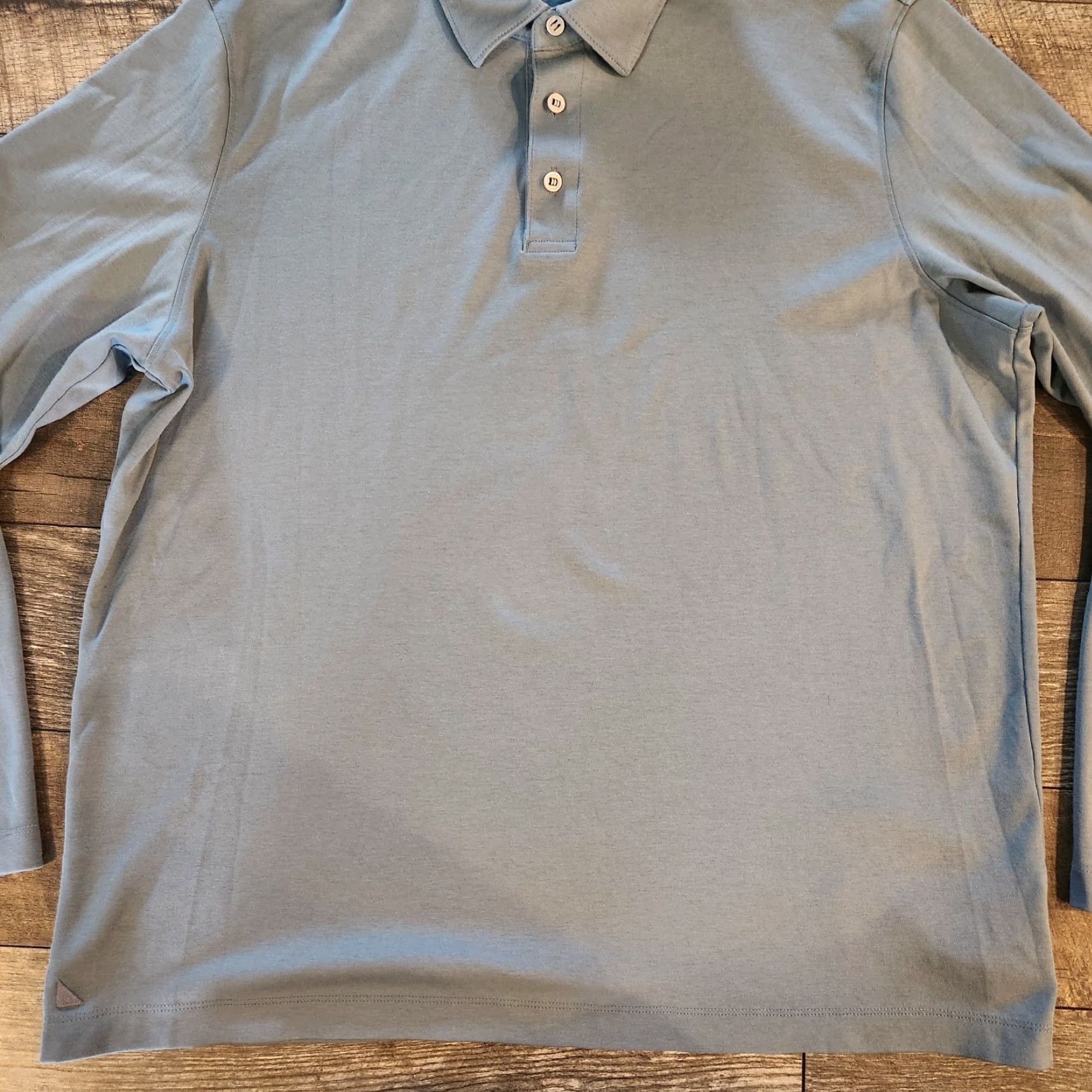 UNTUCKit UNTUCKit Polo Men's XL Long Sleeve Damaschino Light Blue Regular Fit Shirt Size US XL / EU 56 / 4 - 2 Thumbnail
