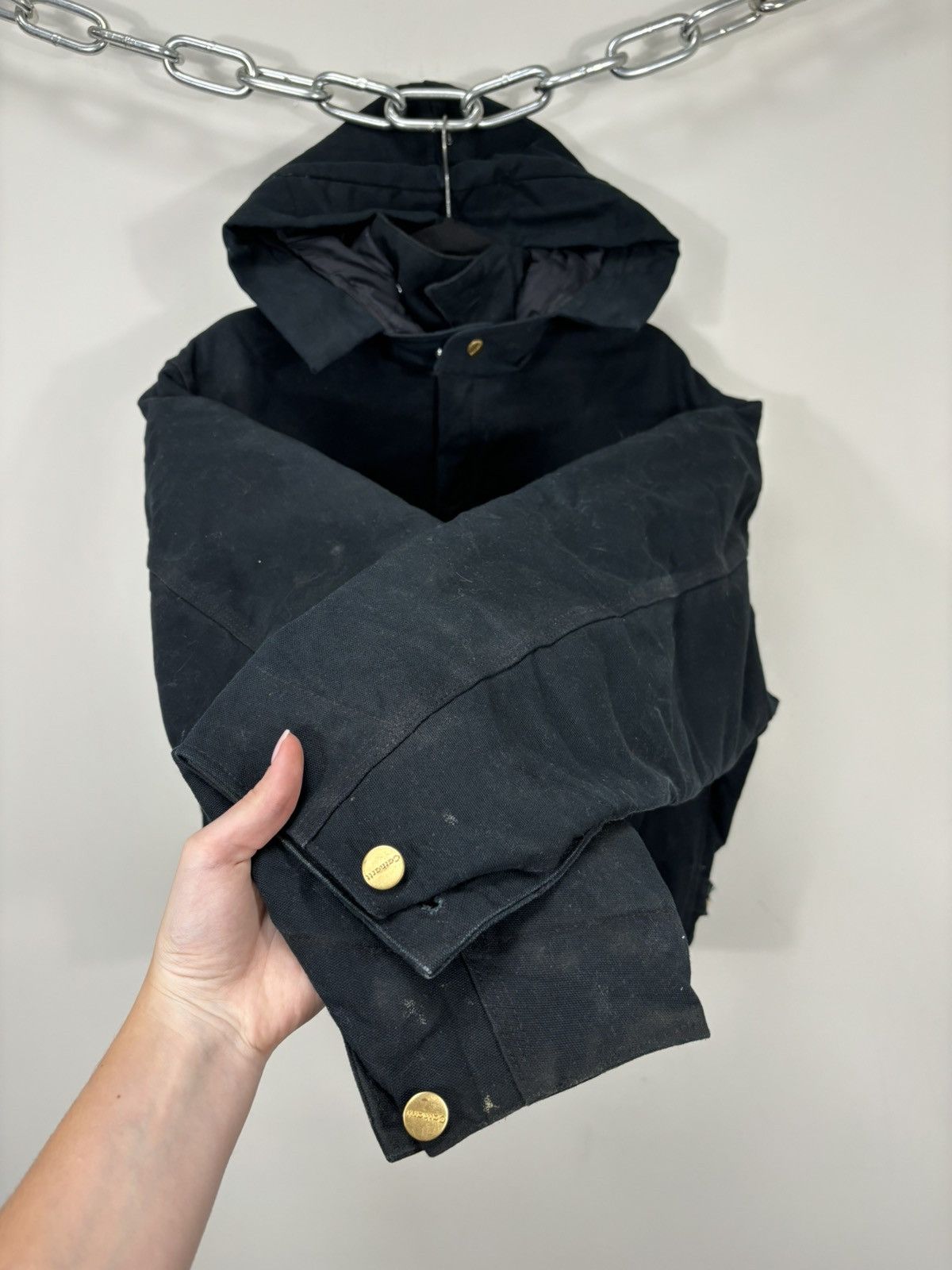 Carhartt Vintage 90s Carhartt USA Zip Pockets Hooded Cropped Jacket Size US L / EU 52-54 / 3 - 10 Thumbnail