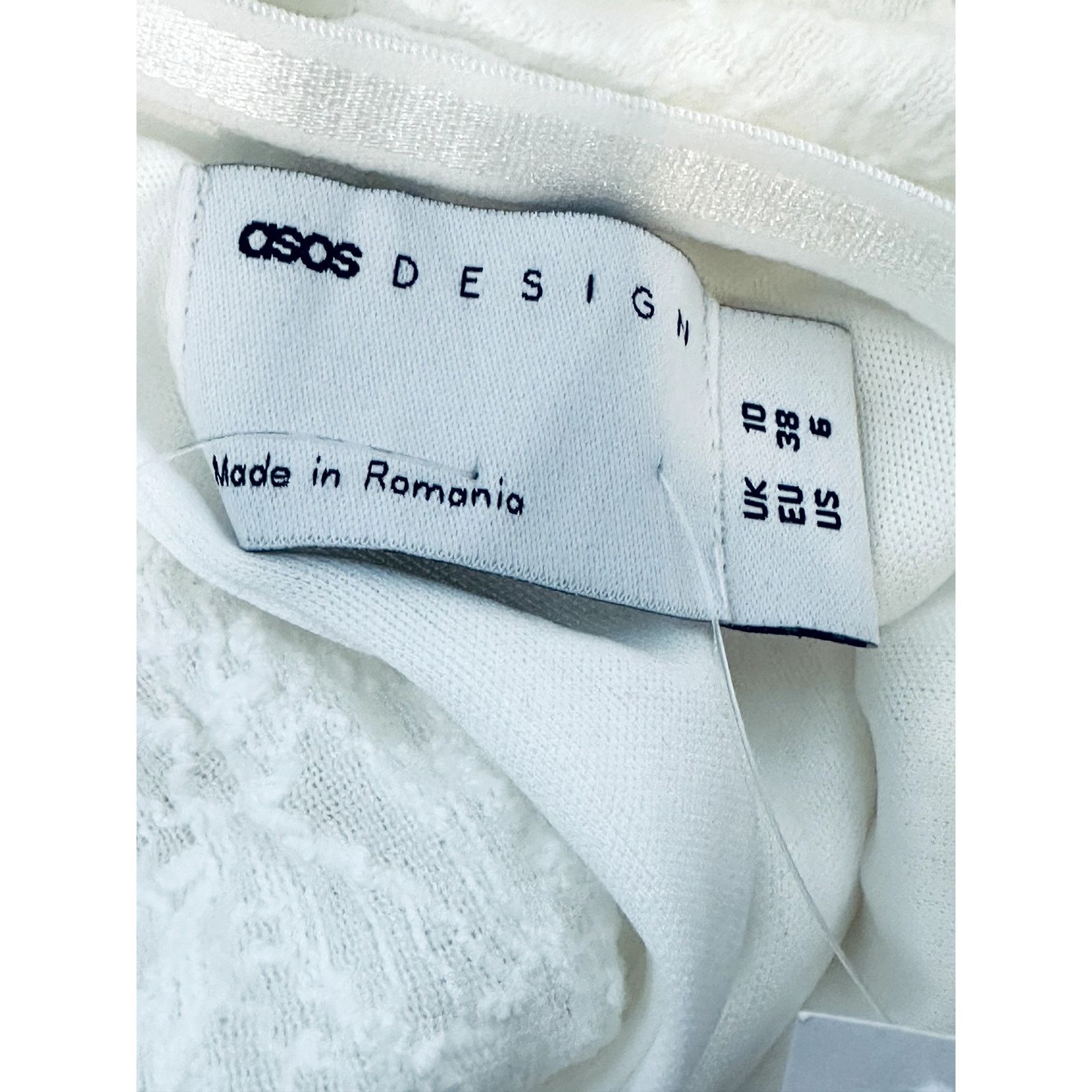 Asos ASOS Women's White Strappy Textured Mini Dress Ruched 6 NWT Size M / US 6-8 / IT 42-44 - 10 Thumbnail