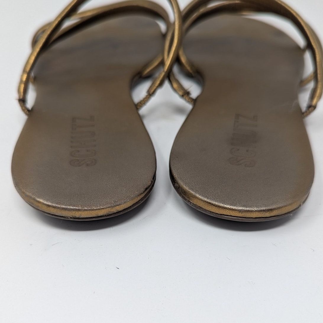 SCHUTZ Schutz Flat Gladiator Slip On Sandal Gold Size 6.5 Size US 6.5 / IT 36.5 - 3 Thumbnail