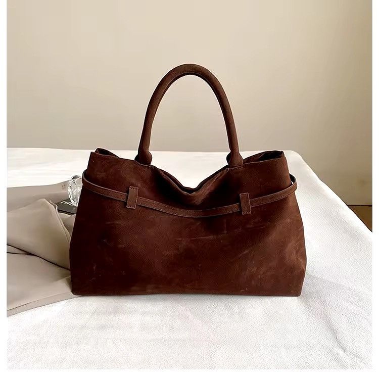 Vintage Retro 90s style suede hobo shoulder trendy brown bag y2k Size ONE SIZE - 2 Thumbnail